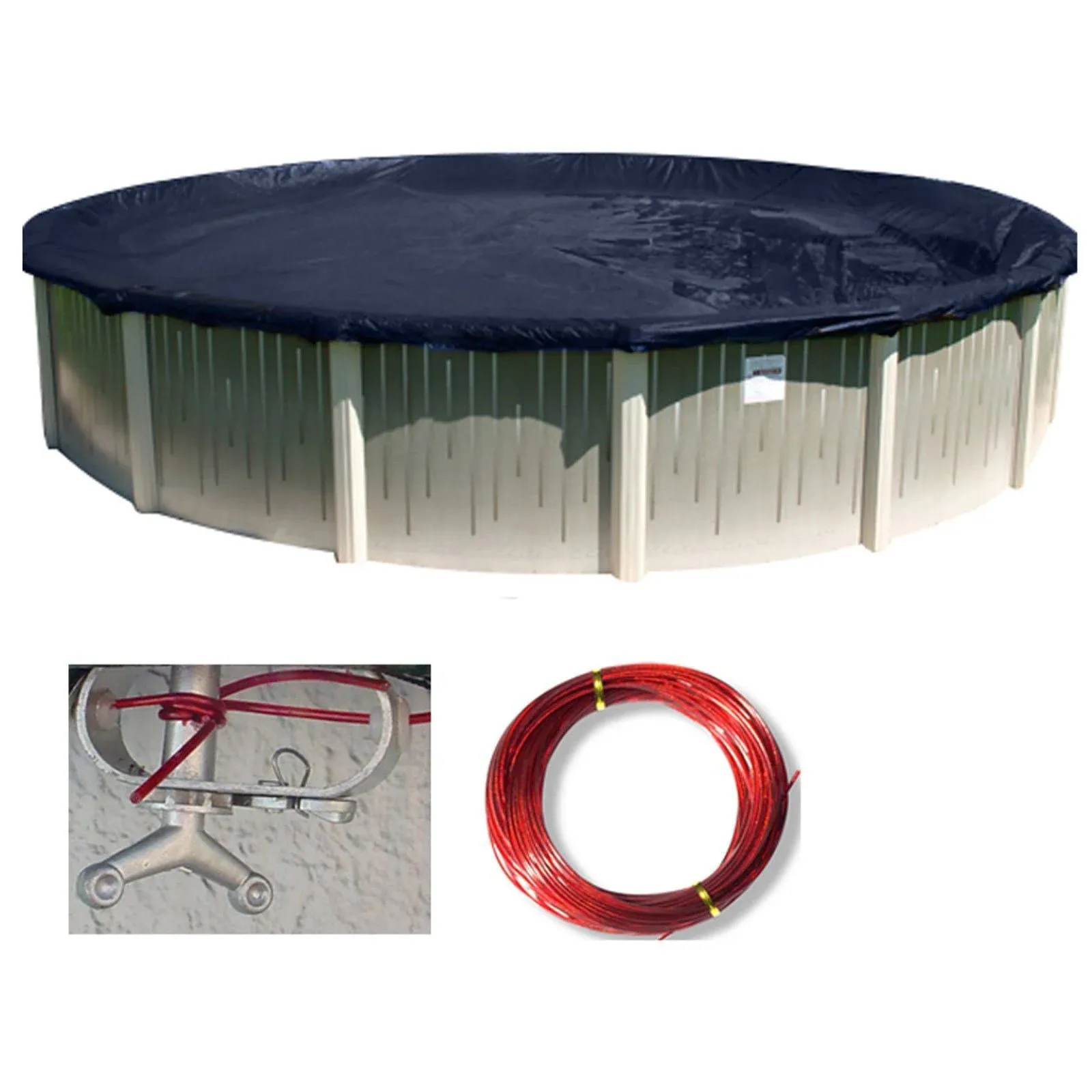 Buffalo Blizzard 24 ft Round Pool Cover | Deluxe Above Ground Pool Cover | Blue/Black Reversible Heavy Duty Winter Pool Cover | Cold and UV Resistant | Shields Pools from Seasonal Debris