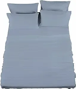 4 Piece Sheet Set Cotton Rich 400thread Count Dusty Blue Queen Sheet Set