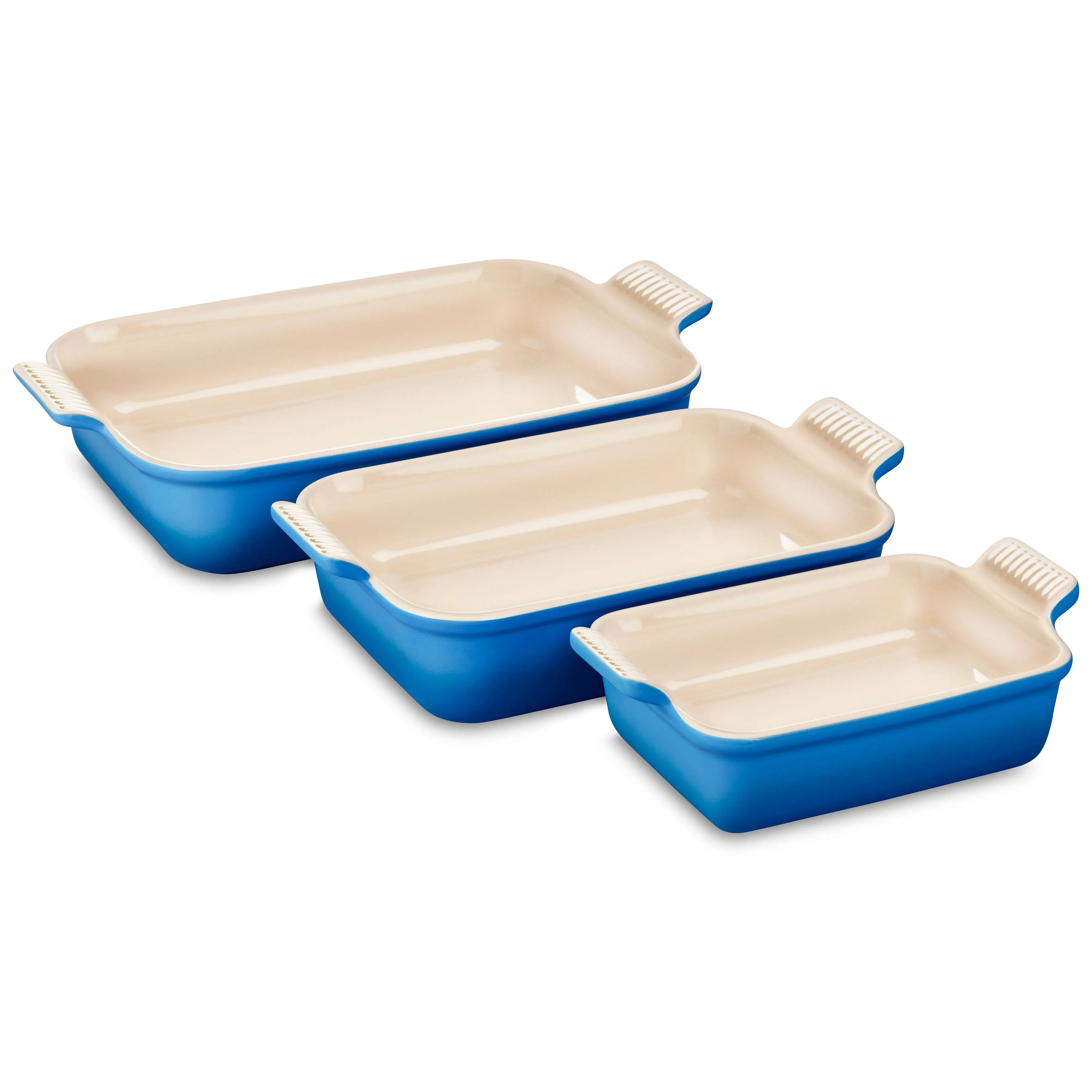 Le Creuset Set of (3) Heritage Rectangular Baking Dishes,Marseille