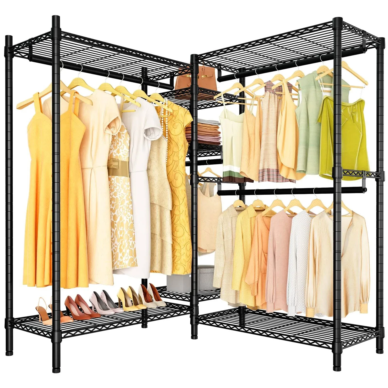 VIPEK L6 Garment Rack L Shaped Clothes Rack Heavy Duty Clothing Rack Closet Shelves Hanging