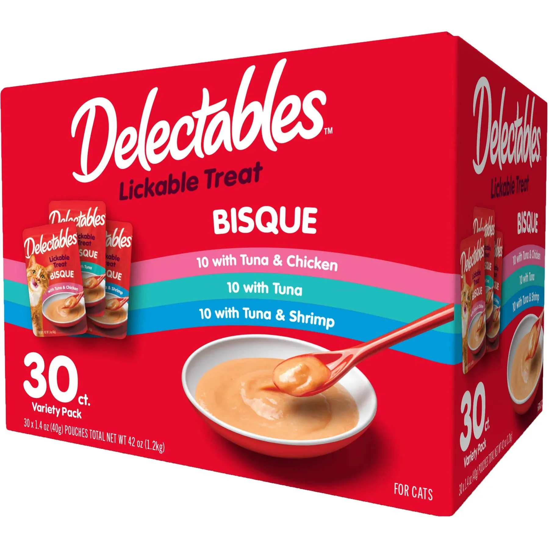 Hartz Delectables Bisque Variety Pack Lickable Cat Treat, 30 Count (Pack of 1)