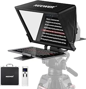 NEEWER Teleprompter X14 PRO with RT-110 Remote & APP Control (Bluetooth Connection via NEEWER Teleprompter App), 14” Portable No Assembly Compatible with iPad Android Tablet Smartphone Camera