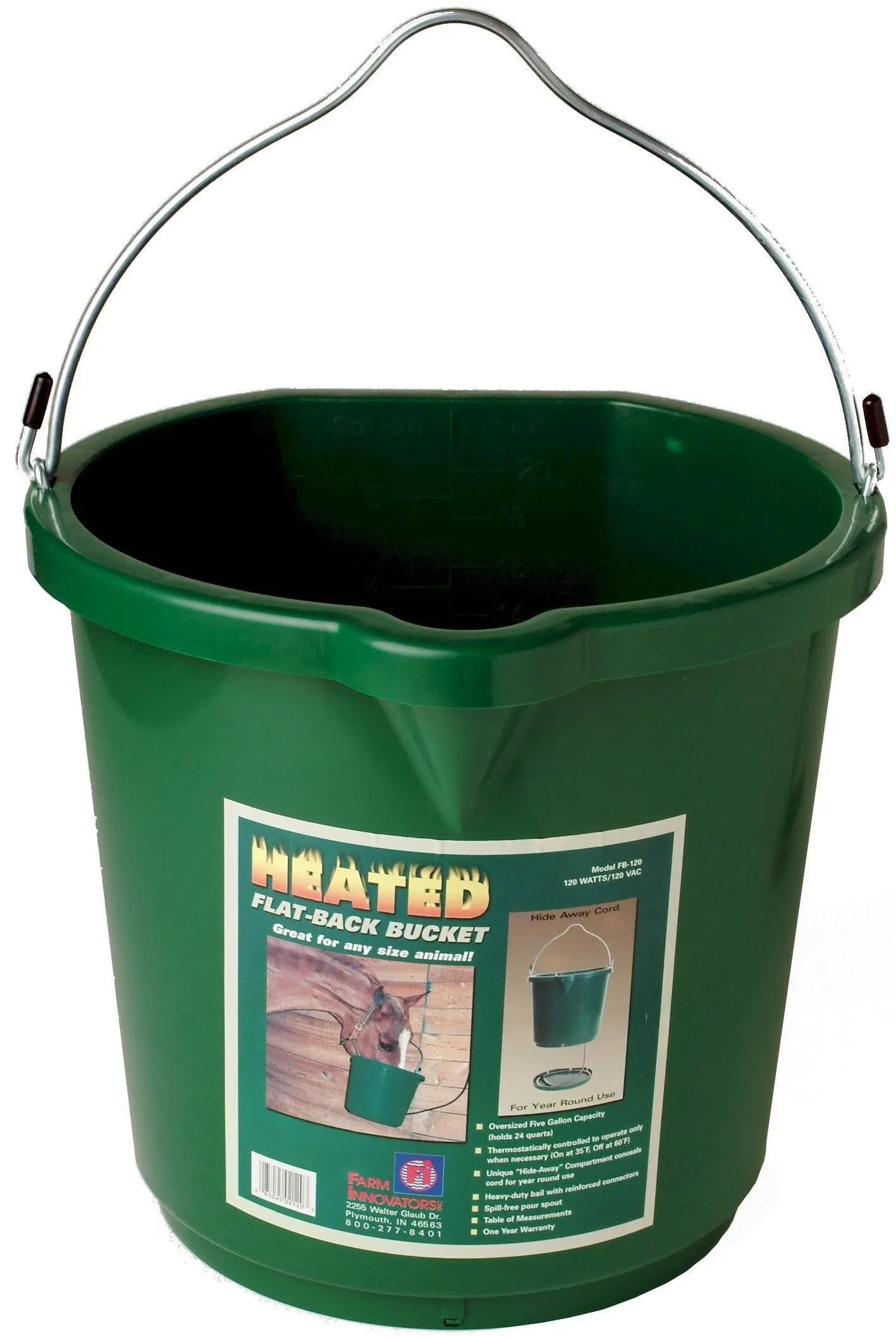 Farm Innovators Flat-Back Heated Bucket