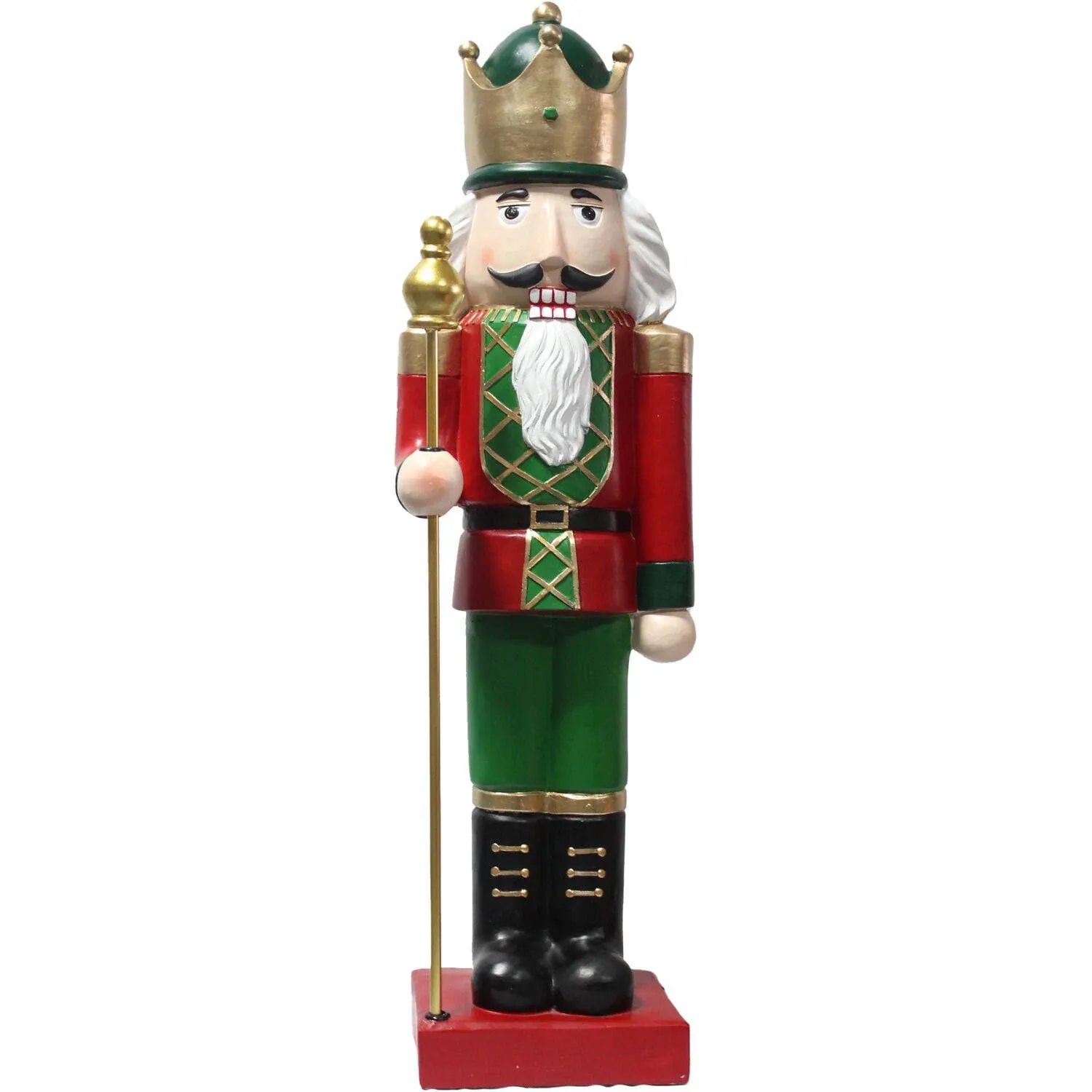 Fraser Hill Farm 32-in. Nutcracker Holding Staff Figurine, Festive Indoor ...