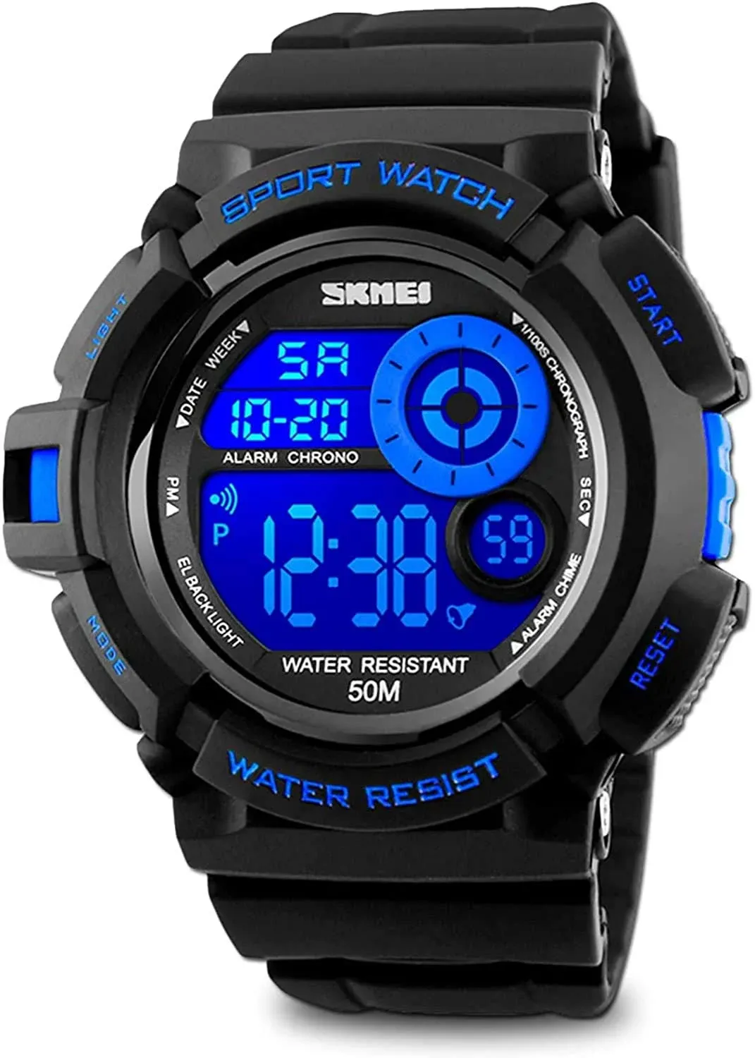 Skmei Mens Sport Running Watch Digital Electronic 50m Waterproof Military Army ...