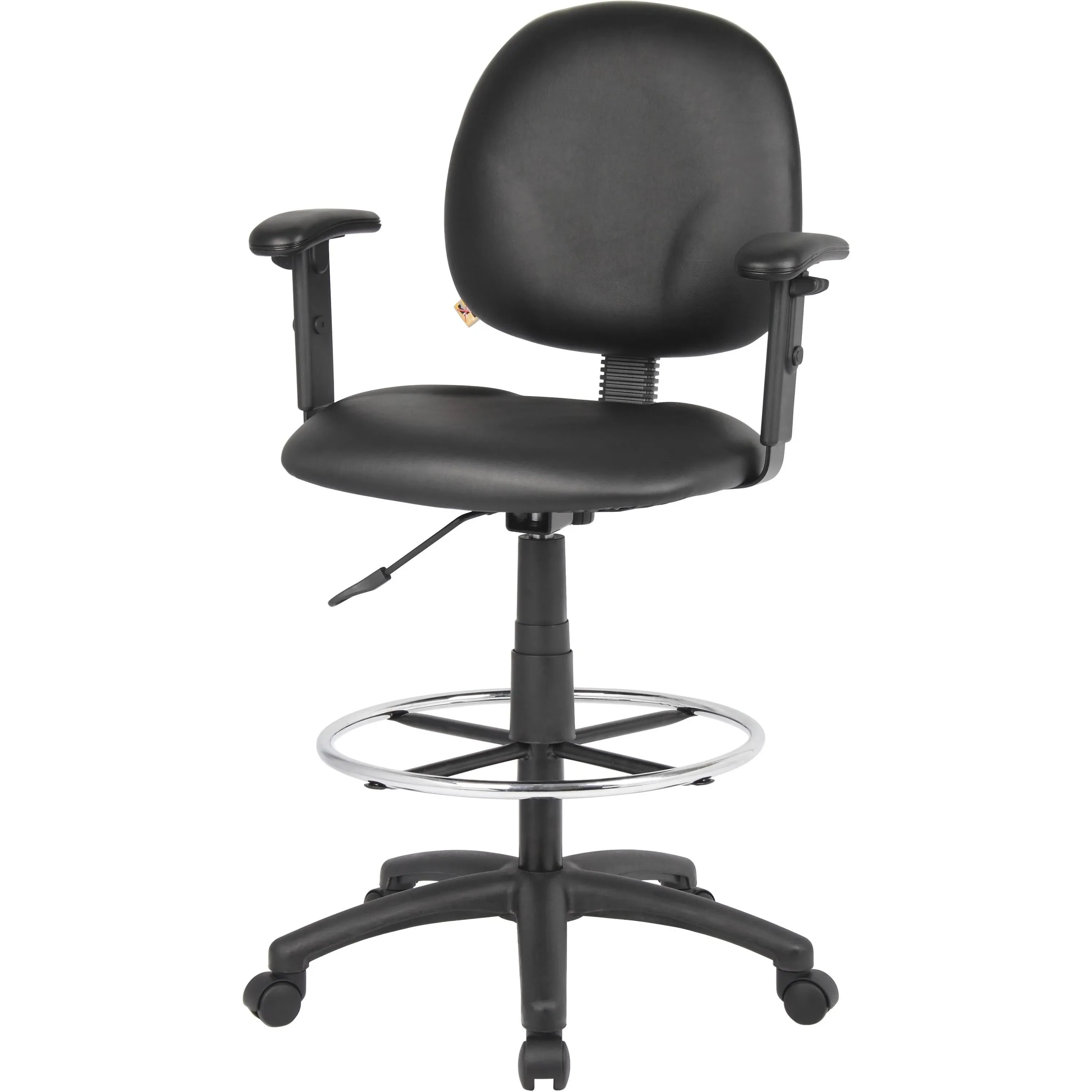 Boss Office Products Drafting Stool with Adjustable Arms - Black