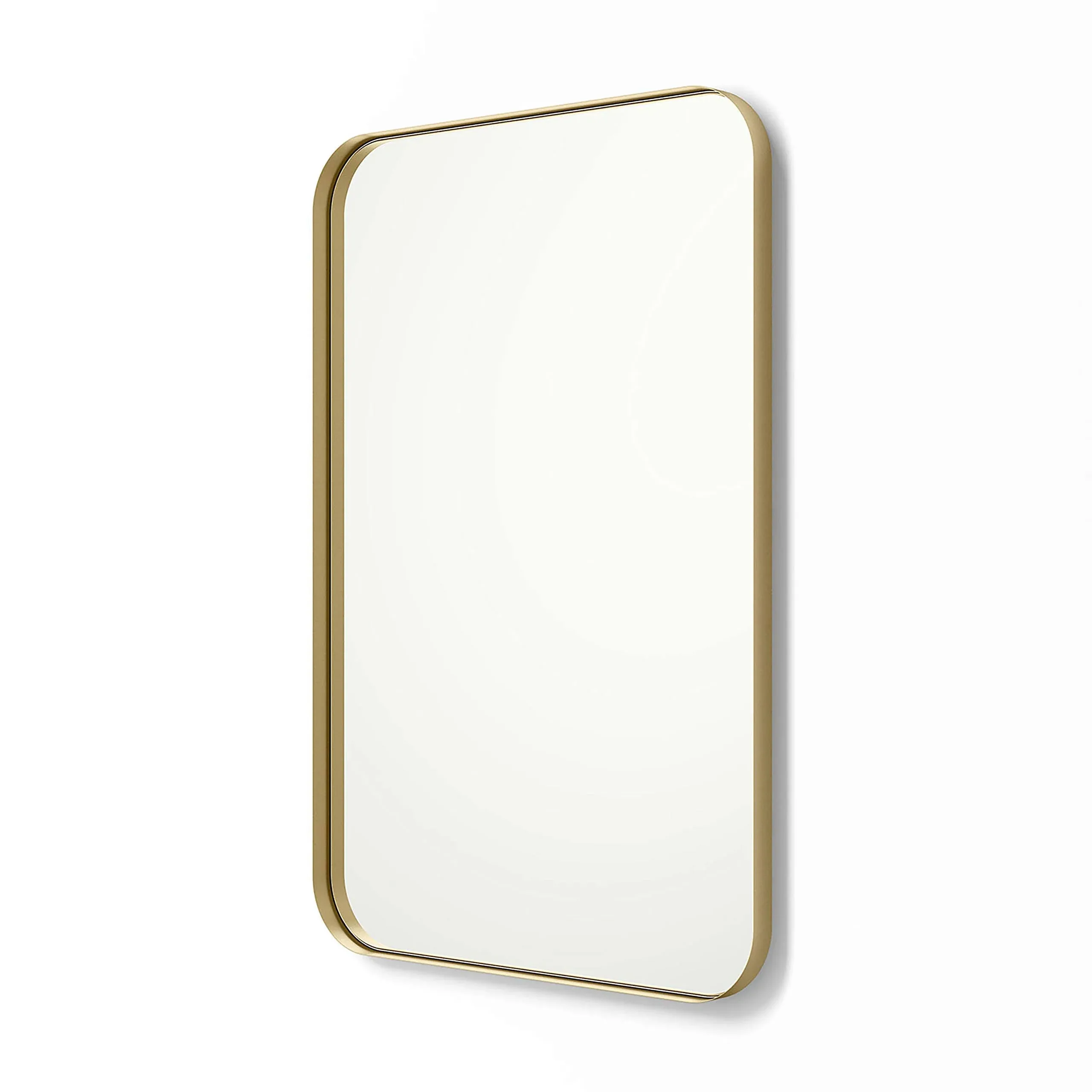 Better Bevel 30 in. x 40 in. Metal Framed Rounded Rectangle Bathroom Vanity Mirror in Gold