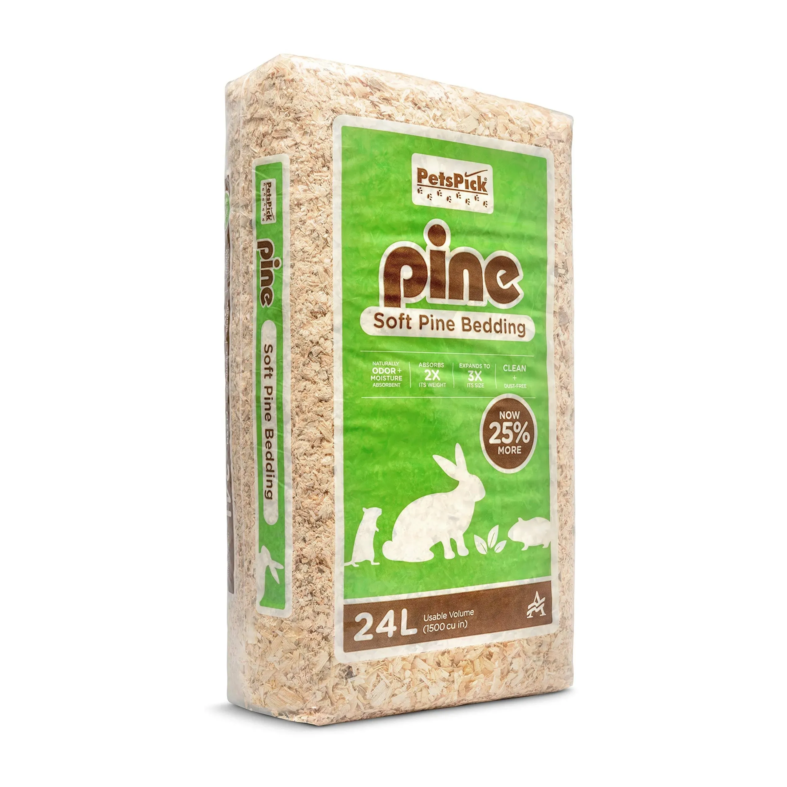 PetsPick Kiln Dried Soft Pine Bedding for Small Pets 24L