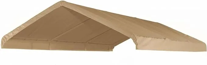 Skilcut Tan Extra Heavy Duty 16 Mil Valance Replacement Canopy Tarp Top Cover W/Sewn in Ties Carport/Cover/Industrial/Agricultural Fits 10 X 20 High Peak Frames