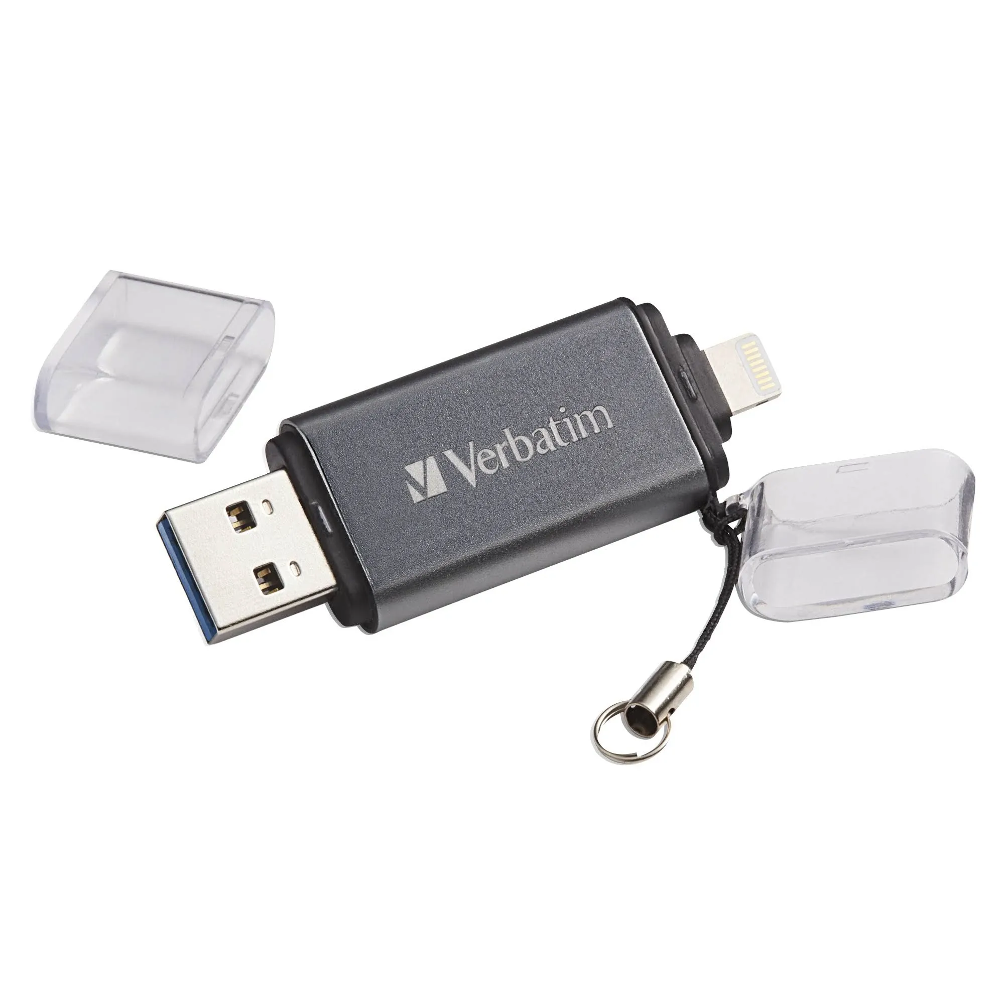 Verbatim iStore &#039;n&#039; Go 64GB Dual USB 3.0 Flash Drive - Graphite