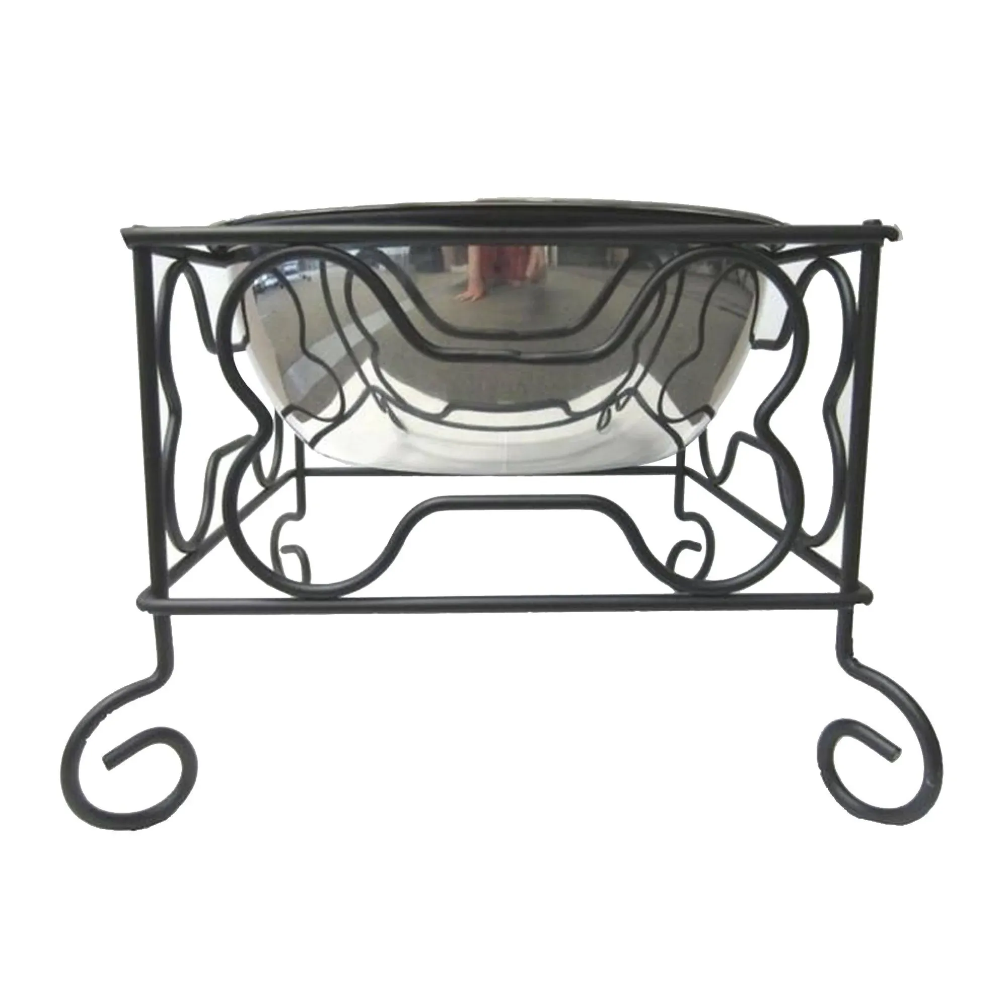 Medium Wrought Iron Stand with Stainless Steel Feeder Bowl