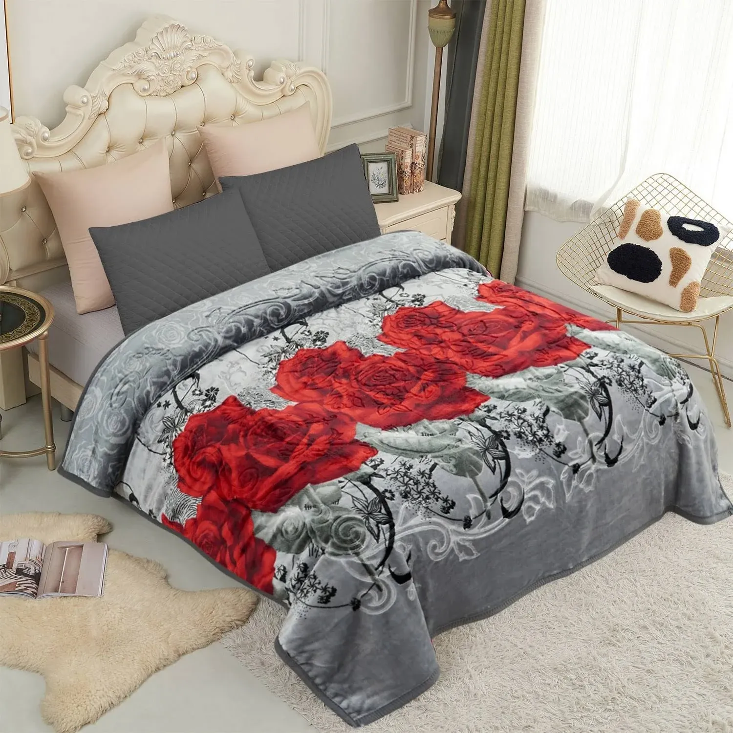 Raschel A&B Printed 2-ply Reversible Korean-style Plush Fleece Blanket