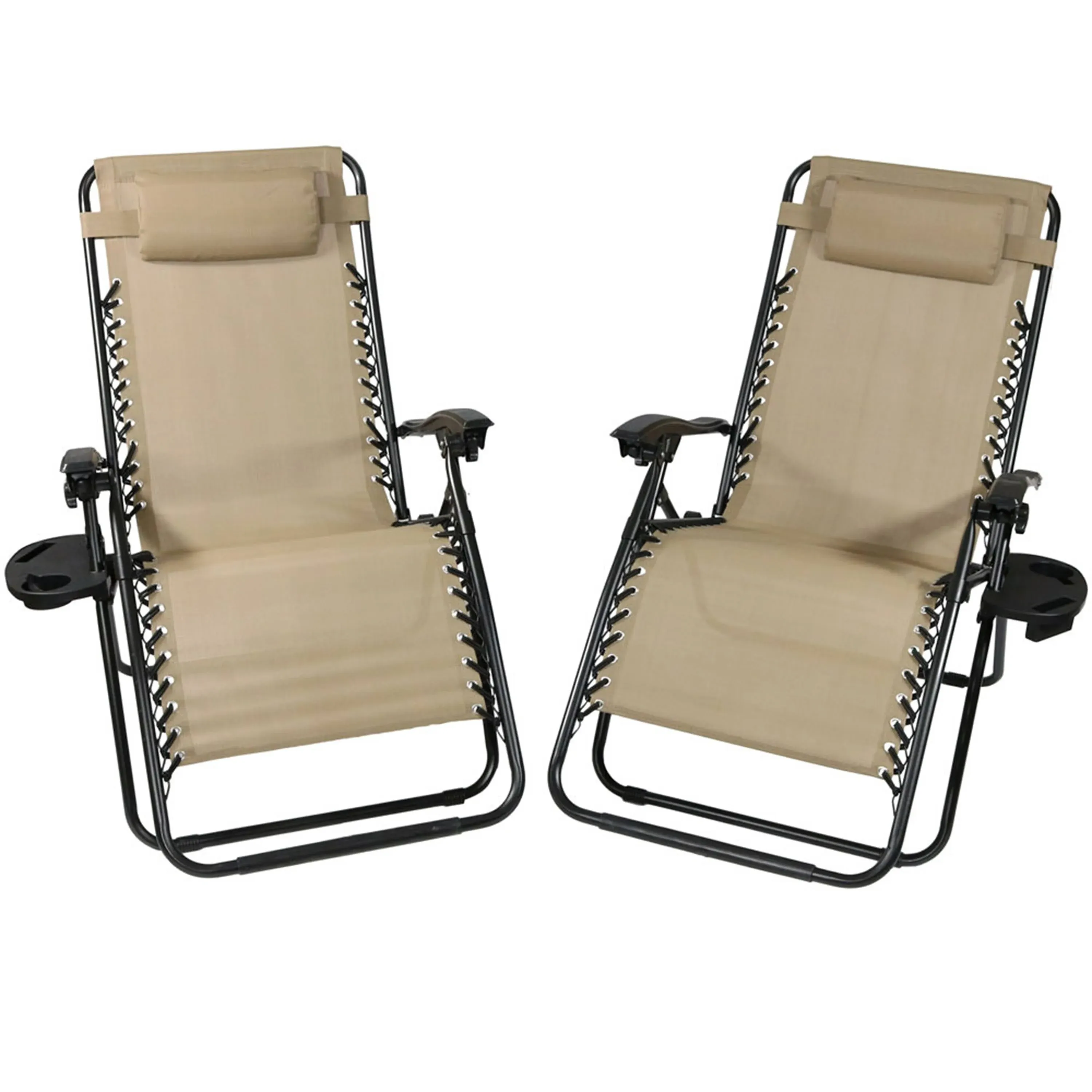 Sunnydaze Decor Oversized Zero Gravity Chair with Side Table Folding Lounge 2 Pack