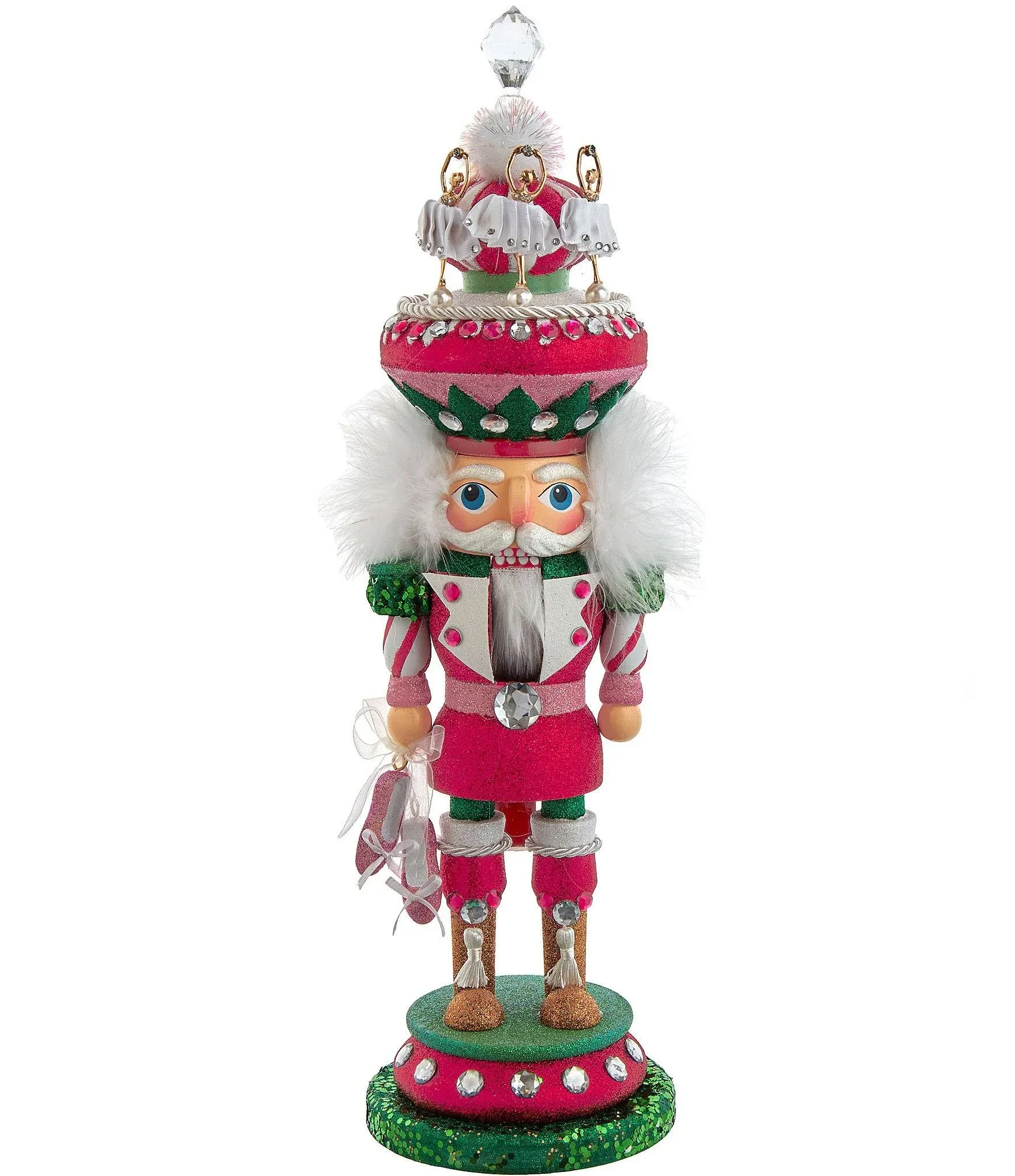 Kurt Adler Pink and Green Ballet Soldier Nutcracker, 17.5"