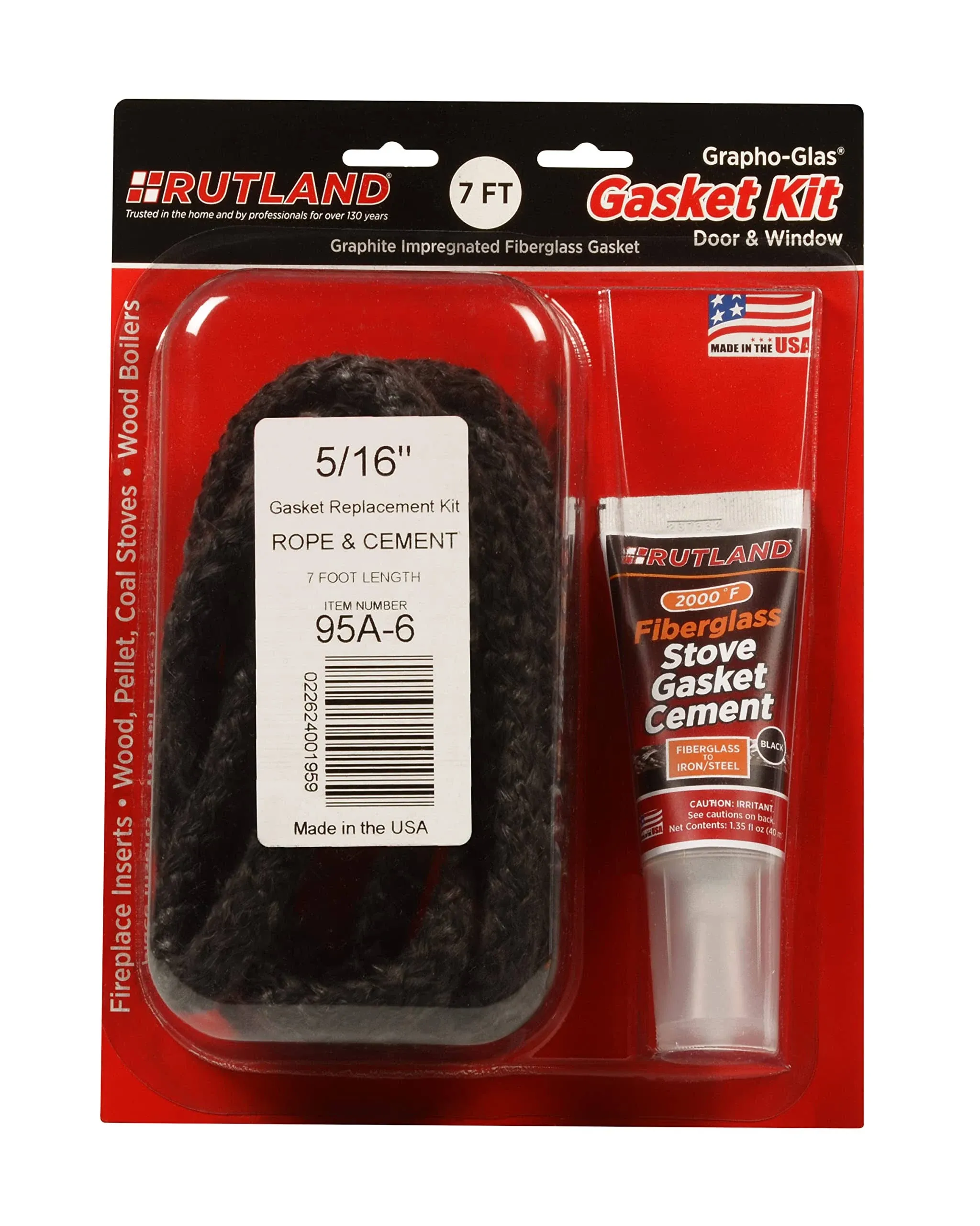 Rutland Grapho-Glas 7' x 5/16" Rope Gasket Replacement Kit