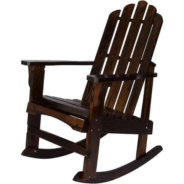 Shine Company 4698N Marina Adirondack Porch Rocker | Indoor/Outdoor Wood Rocking Chair – Natural