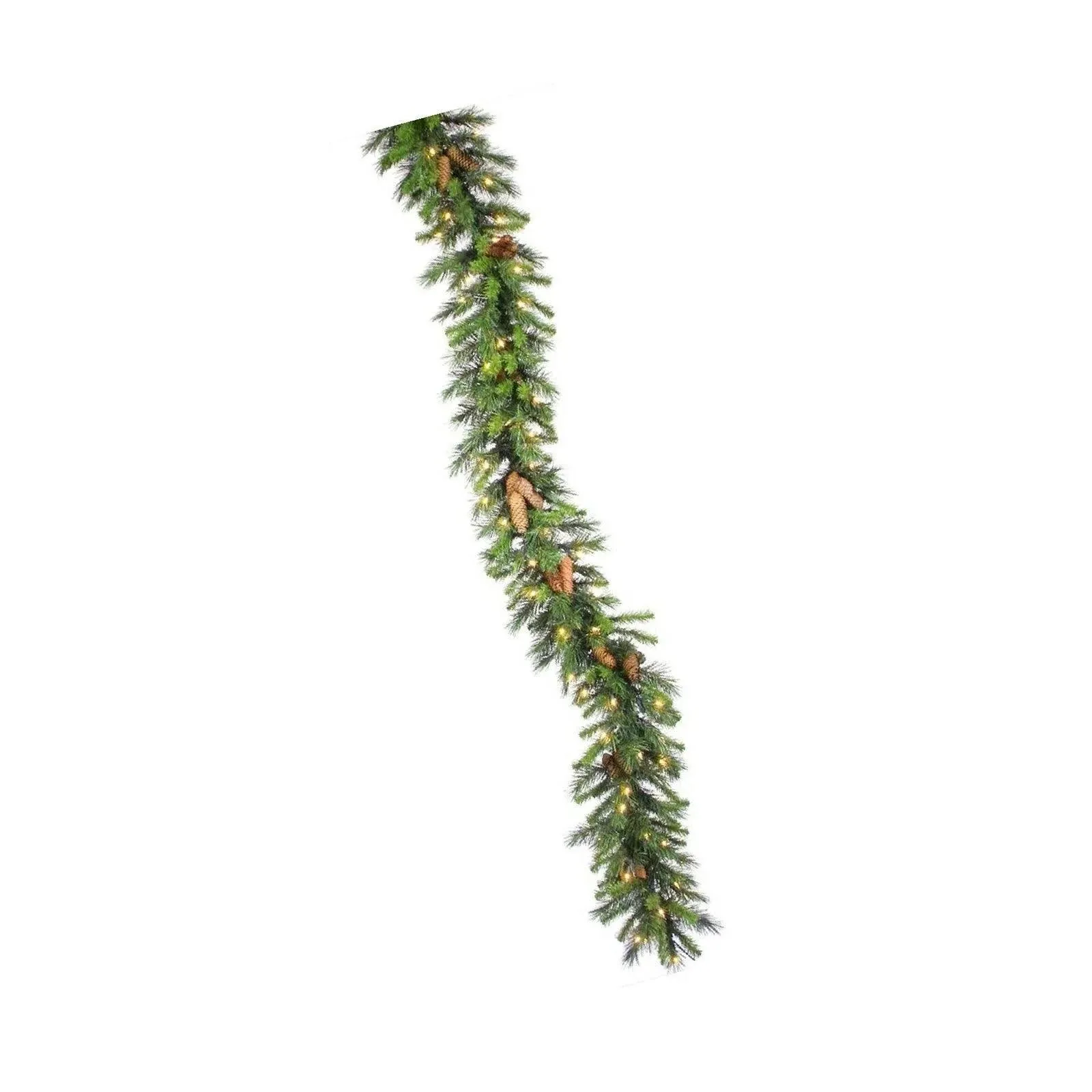 "Vickerman 9' Cheyenne Artificial Christmas Garland, Warm White LED Lights, PVC"