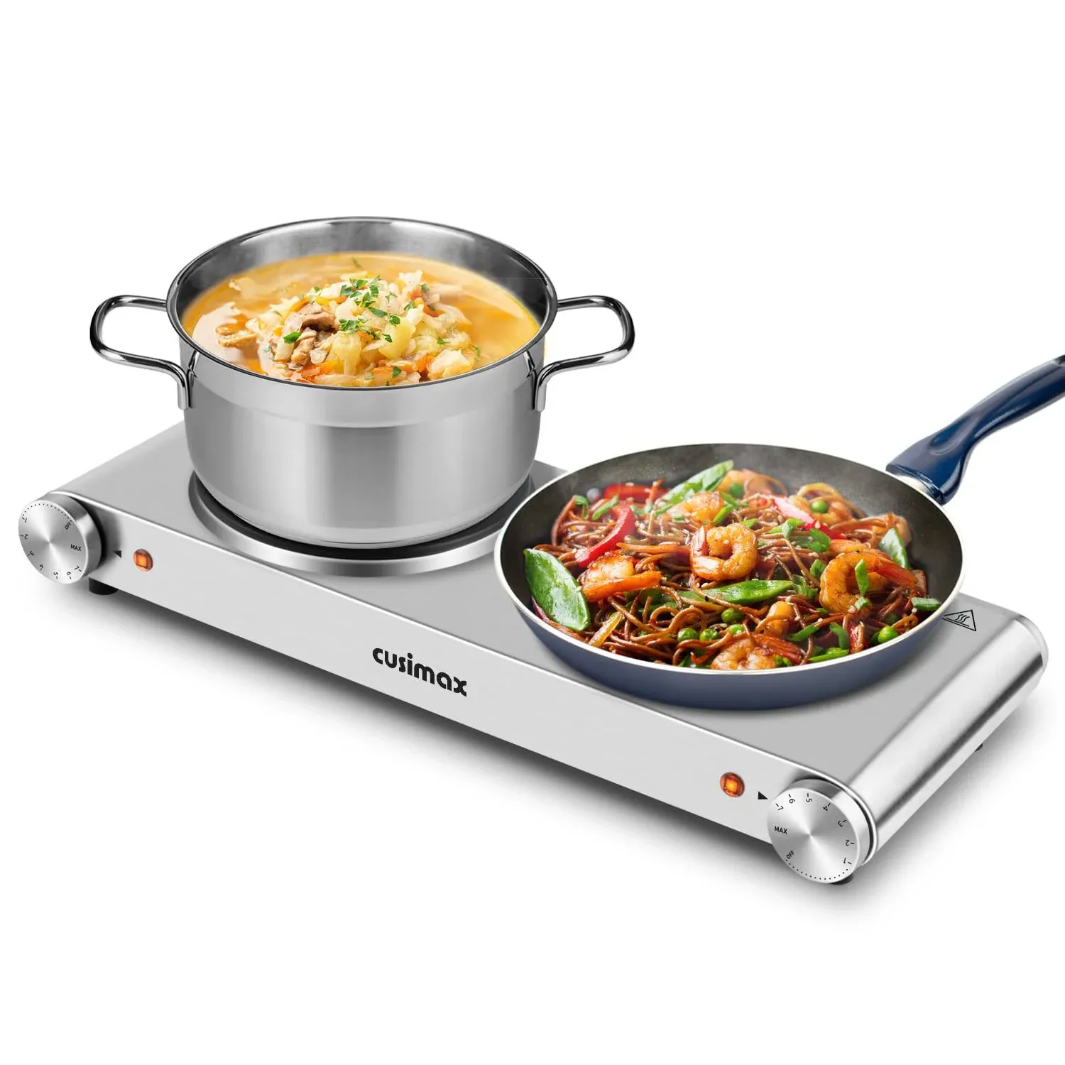 Cusimax Hot Plate for Cooking, 1800W Portable Electric Double Burner Countertop