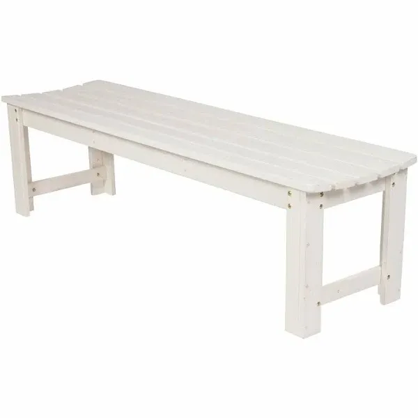 Shine Company 4204EW Backless Garden Bench 4 ft Eggshell White