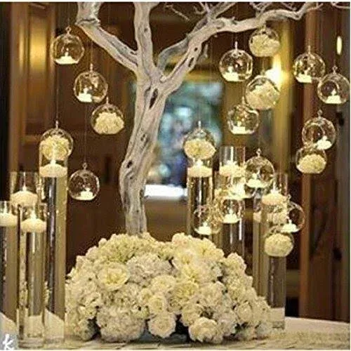 3.15 inches Hanging Tealight Holder Glass Globes Terrarium Wedding Candle Holder Candlestick (18 Pcs/Set) (18pcs)