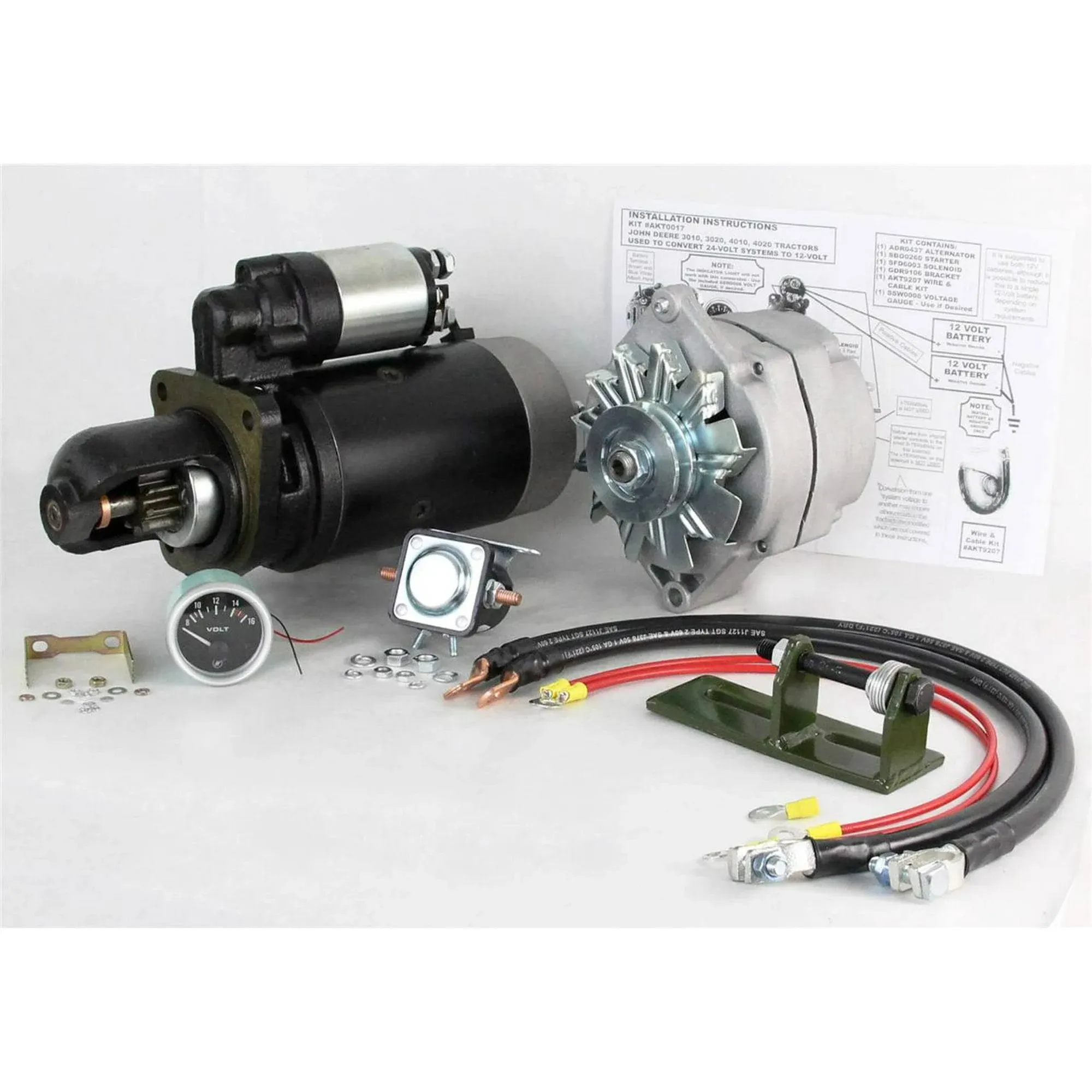 RAREELECTRICAL 24 To 12 Volt Alternator Starter Conversion Kit Compatible With John Deere Tractor 3010 Ts-8000 Ty16172 Se501474