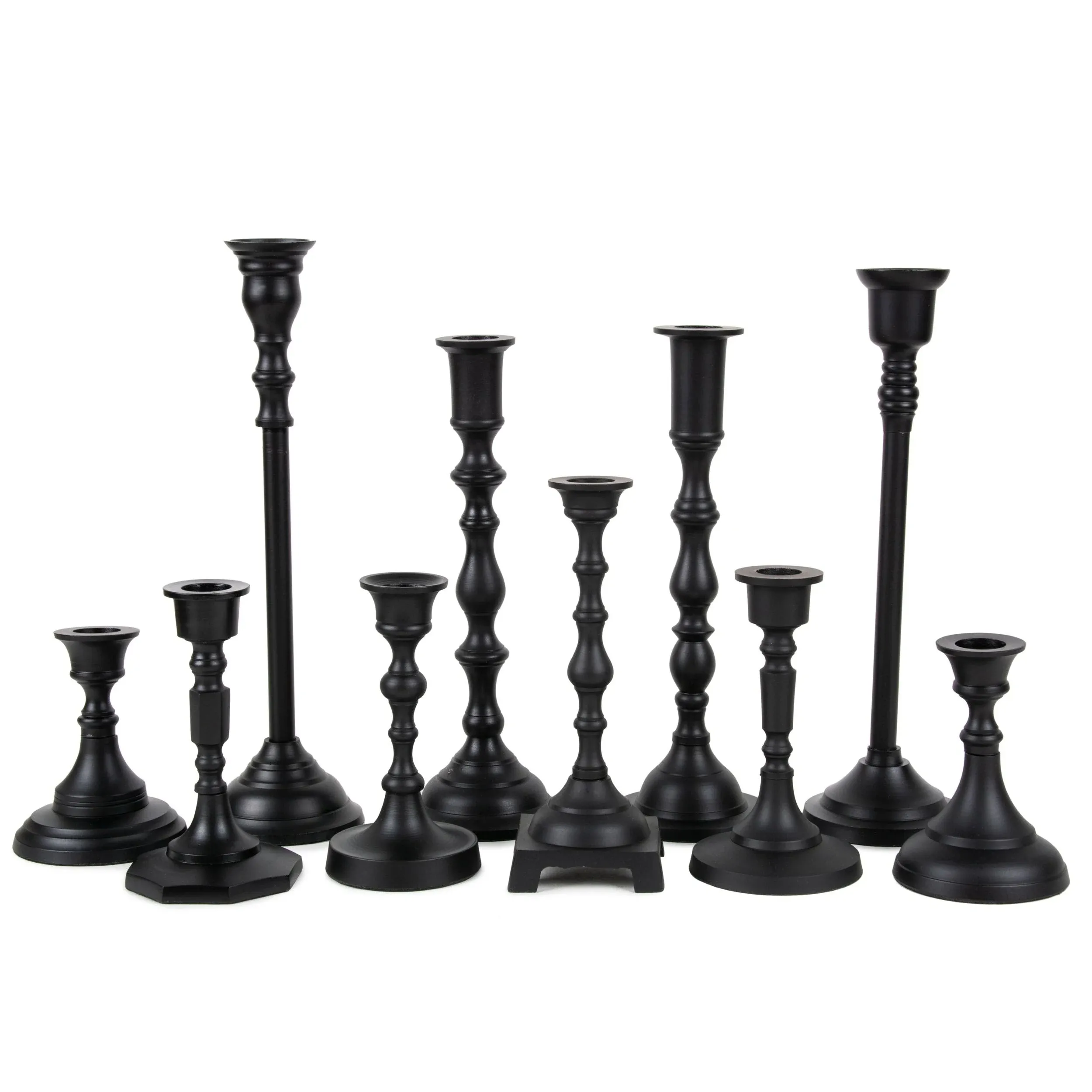 Koyal Wholesale Mixed Taper Holders, Set of 10, Mismatched Candlesticks Set, Bohemian Decorative Taper Candle Set Holder for Modern Candle