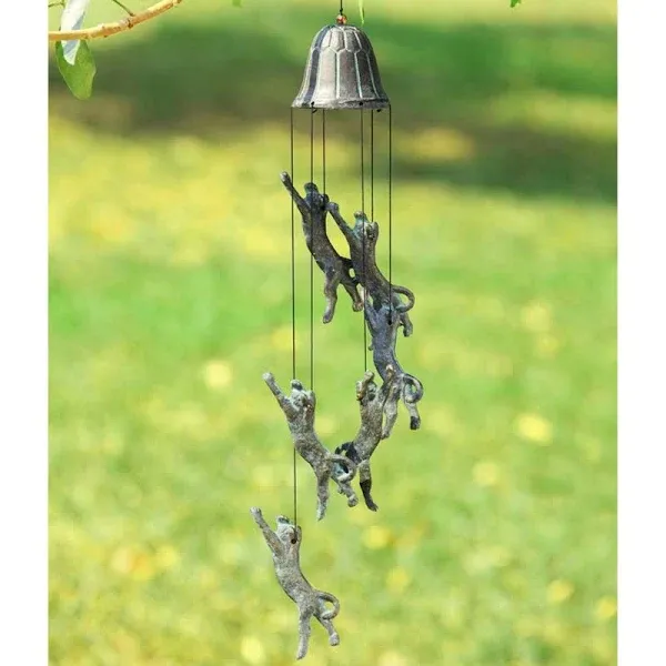 SPI Home Wind Chime with Six Pouncing Cat Figurines