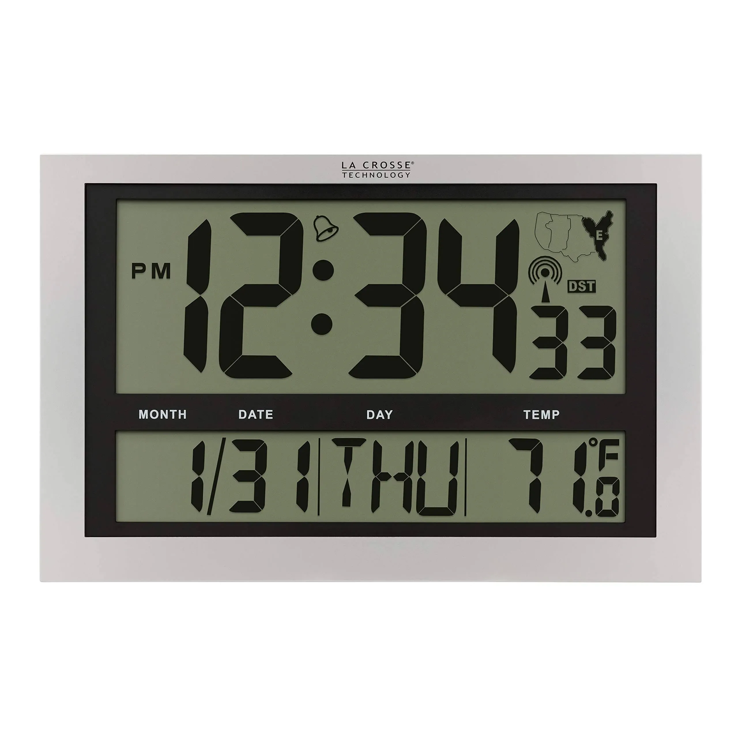 La Crosse Technology Jumbo Atomic Digital Wall Clock with Indoor Temperature 513-1211