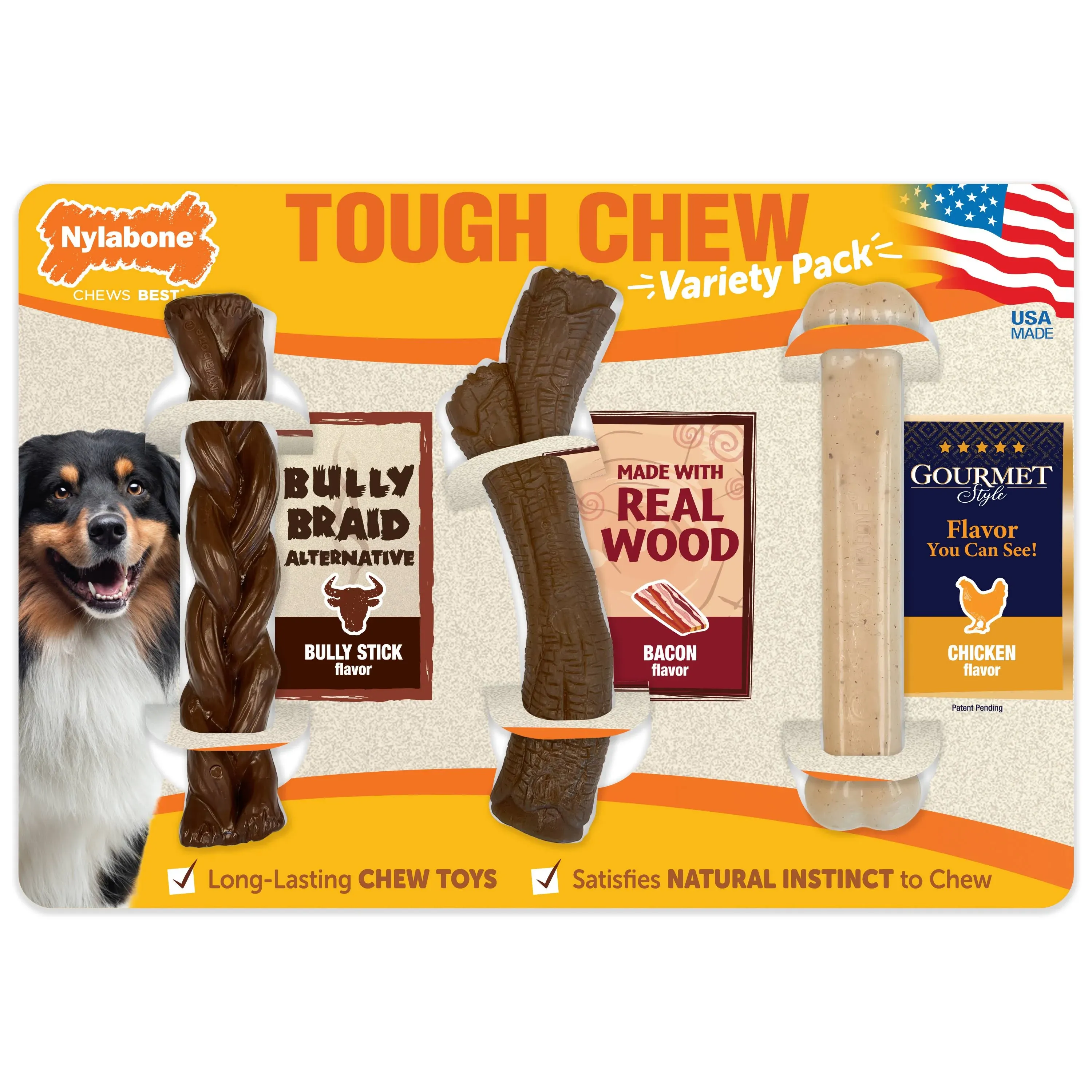 Nylabone Tough Dog Chew Variety Pack, 3 Count