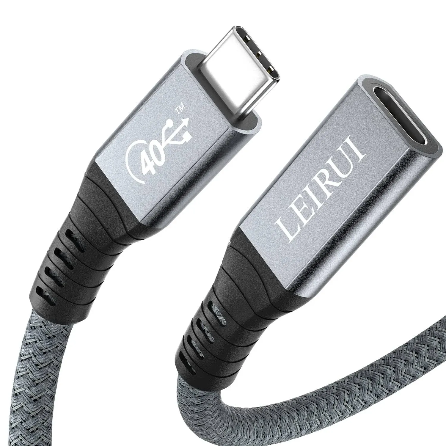 LEIRUI USB4 Extension Cable 1.64ft for Thunderbolt 4 Extension Cable 100W Fast Charging Cable 40Gbps Data Transfer Cable 8K@60Hz Video Display, Compatible with Docks, MacBook, eGpu, Hub