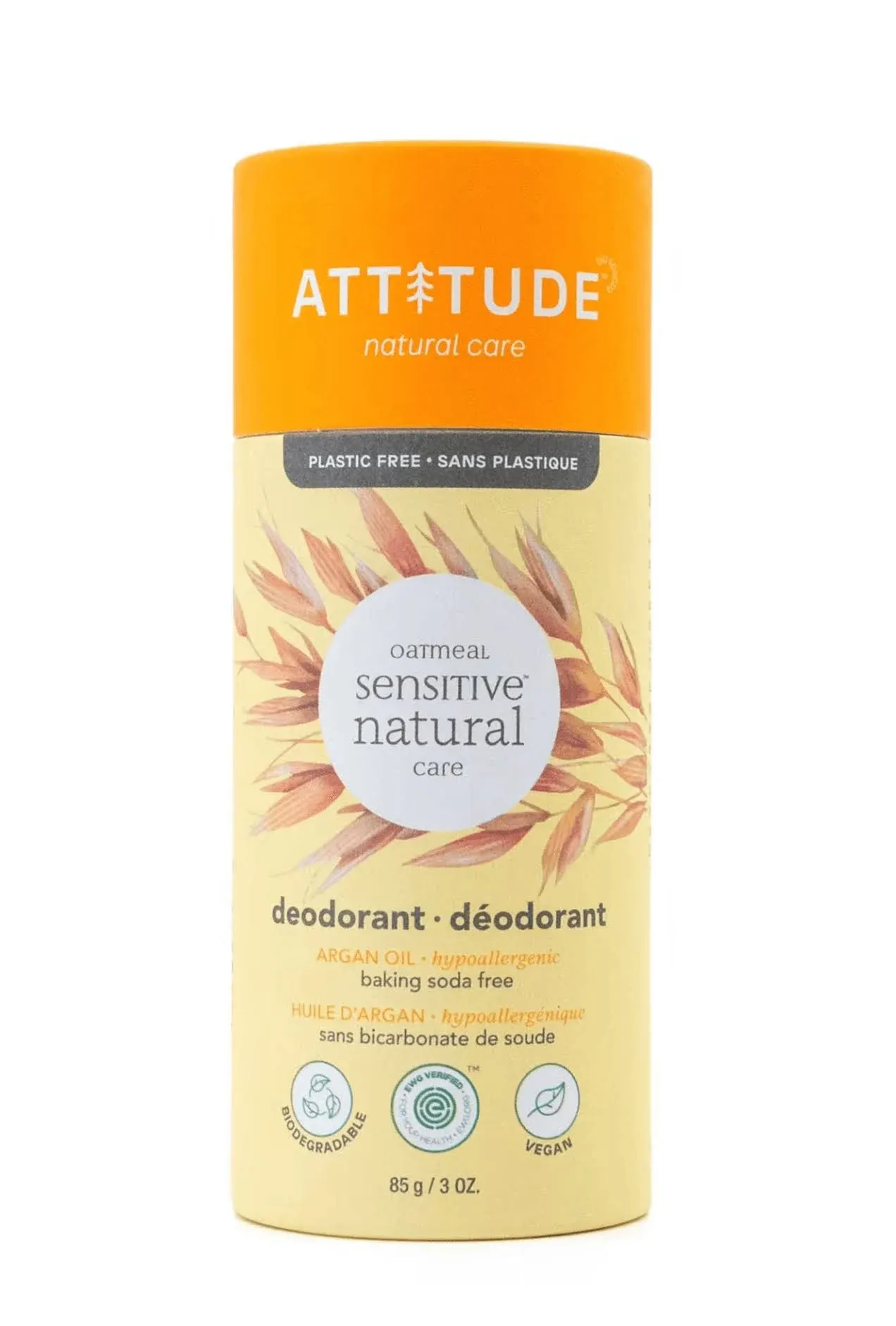 Attitude Sensitive Natural Care Deodorant, Oatmeal - 85 g