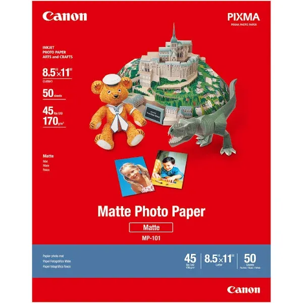 New Canon Matte MP-101/Pixma photo paper,50-sheet<wbr/>s (8.5”x11”)