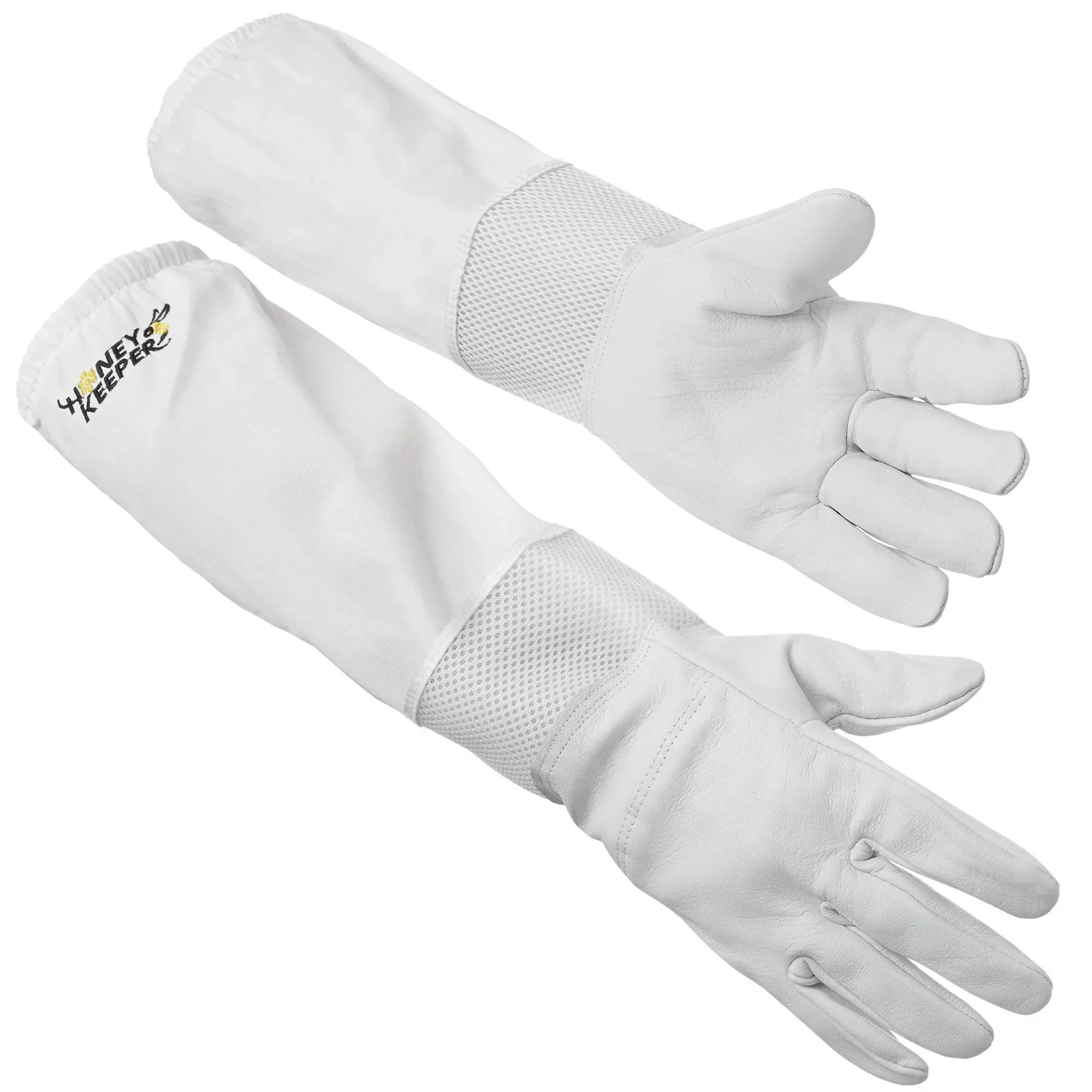 Honey Keeper Beekeeping Gloves, Small - Goatskin Leather with Ventilated Canvas Sleeve and Elastic Cuff