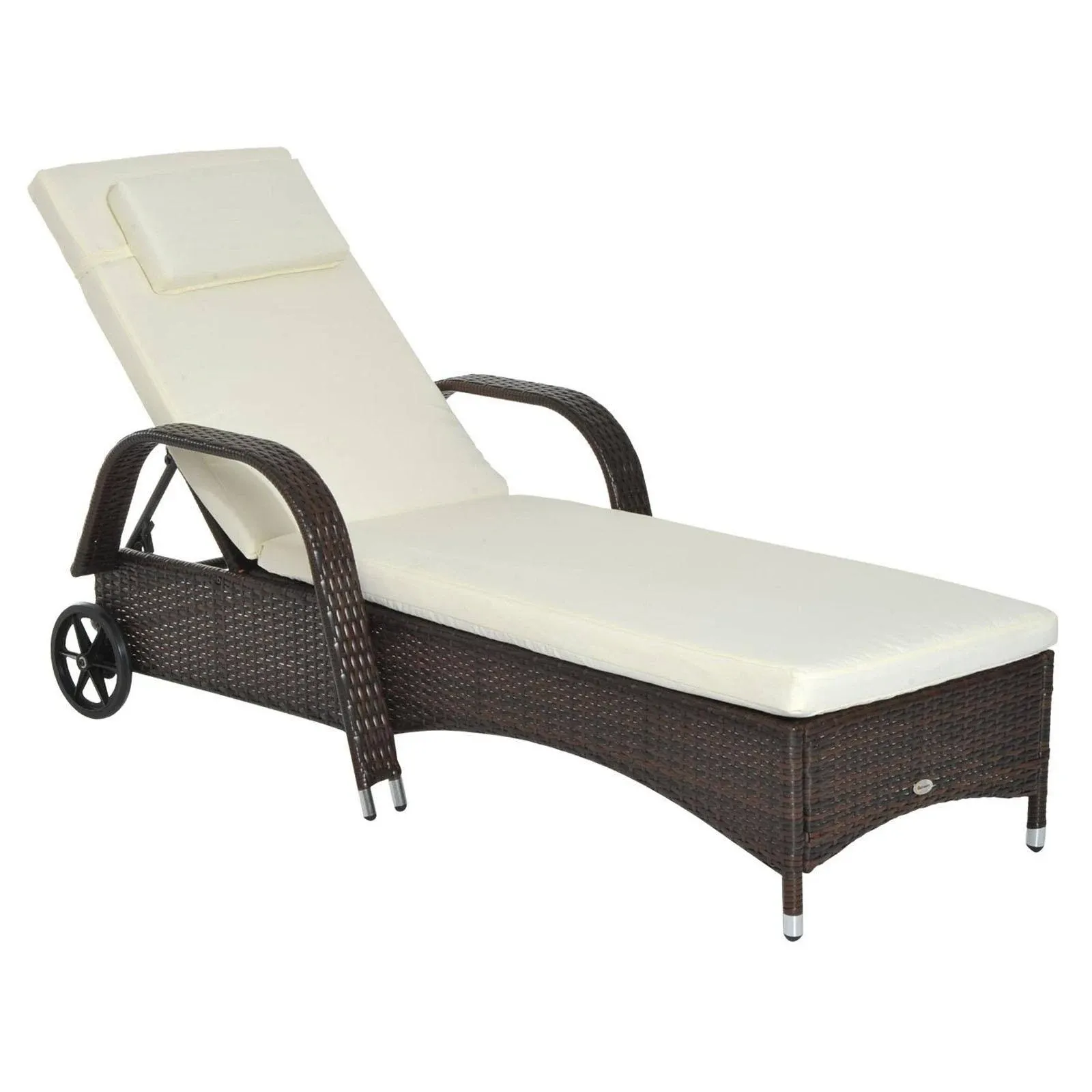 Outsunny Outdoor Rattan Wicker Chaise Lounge Chair Height Adjustable Backrest and Durable Material Mixed Grey