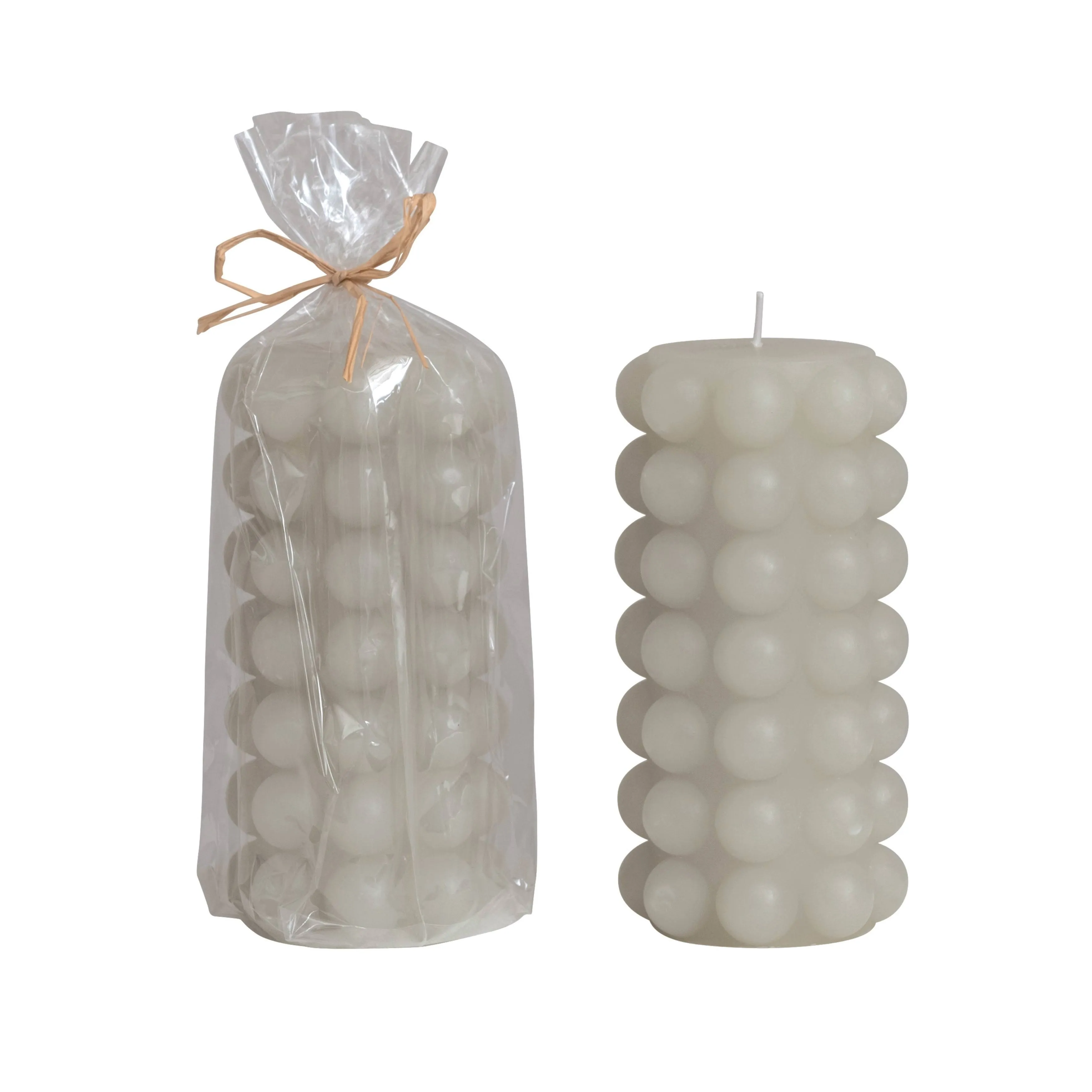 Dove Grey Unscented Hobnail Pillar Candle