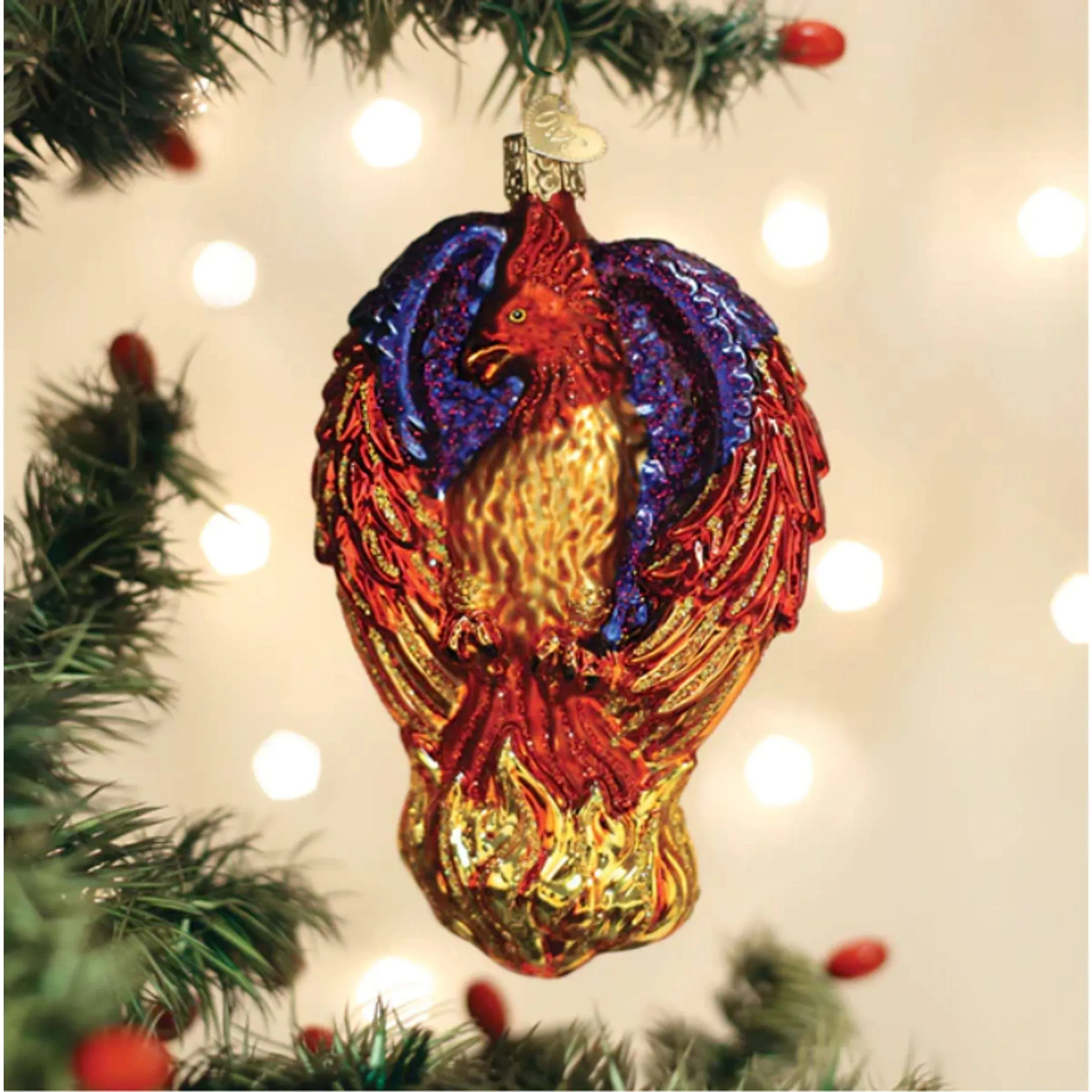 Old World Christmas Fiery Phoenix Glass Blown Ornament for Christmas Tree