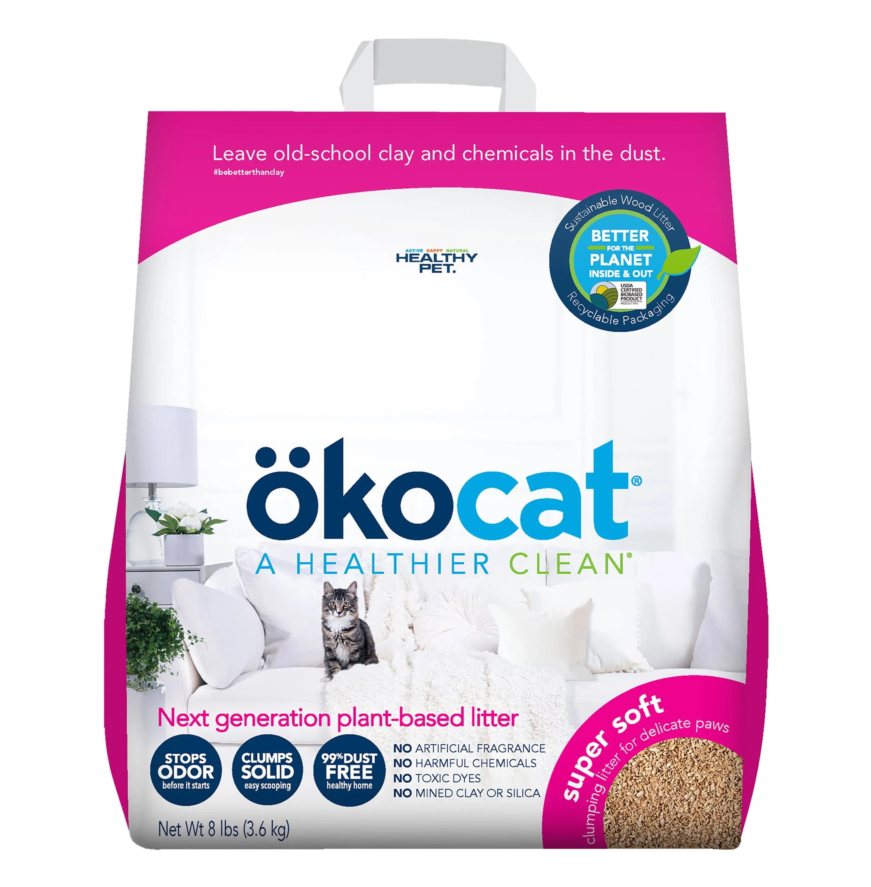 ökocat Litter Original Low-Dust Natural Clumping Wood with Odor Control 16.6 lbs, Large