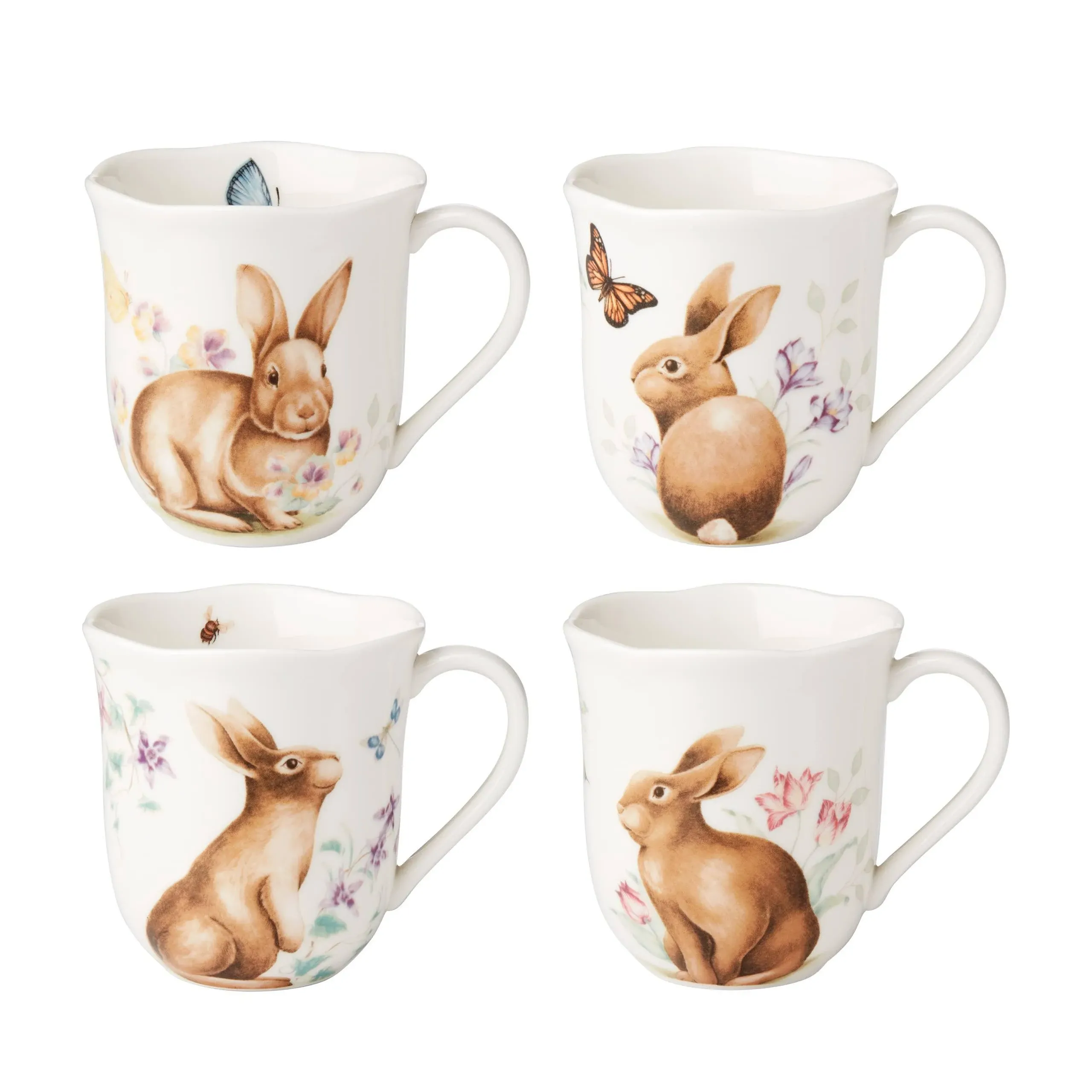 Butterfly Meadow Bunny Mugs, Set of 4 - Lenox