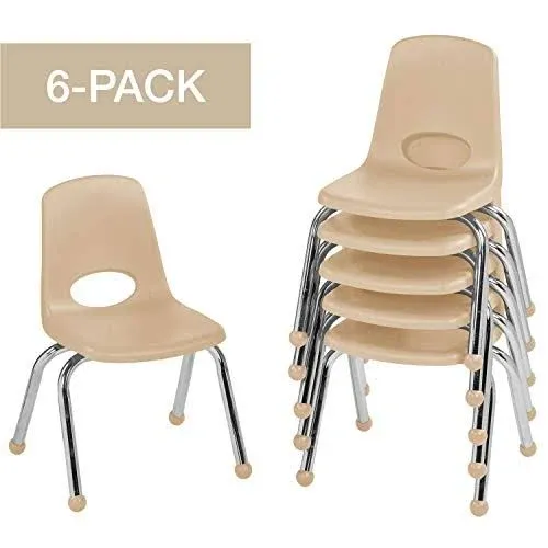 10363-PU 14&#034; School Stack Chair, Stacking Student Seat with Chromed Steel Legs a