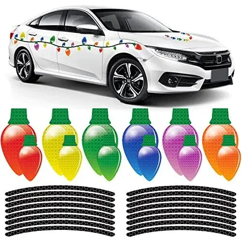 52 Pcs Magnetic Car Stickers Light Bulb Shaped Christmas Decor for Car Garage