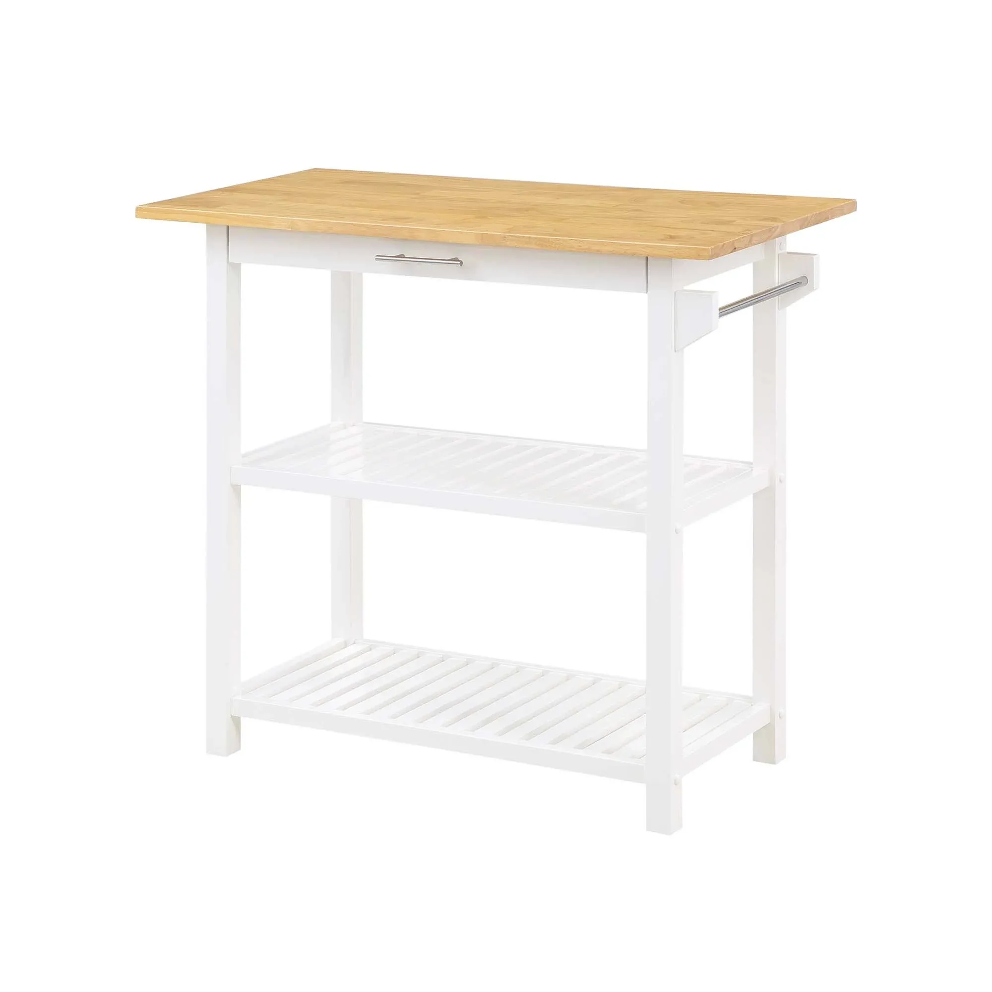 Convenience Concepts Designs2Go Butcher Block and White Kitchen Prep Island with Drawer V2-234