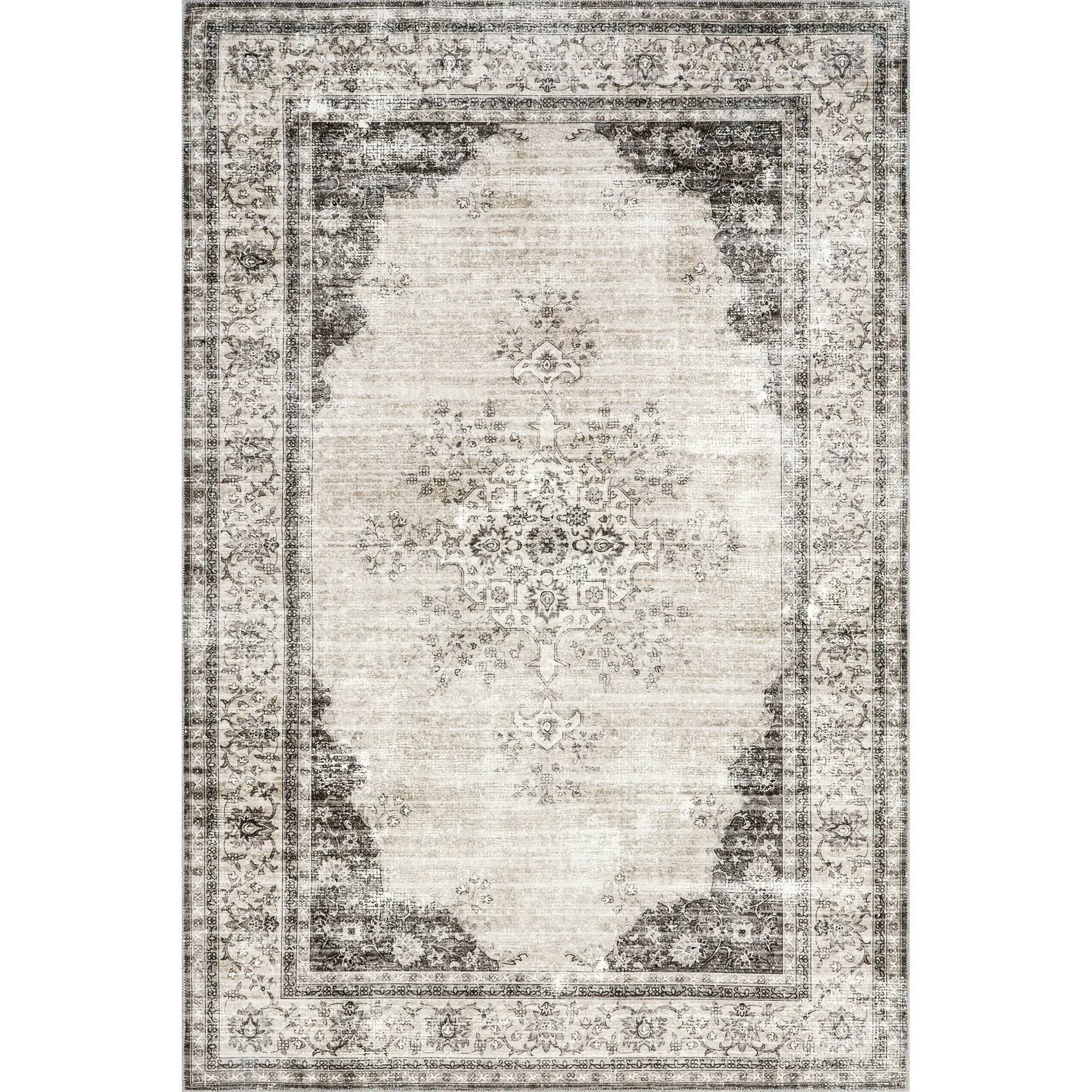 Rugs USA x Lauren Liess Rosewood Vintage Machine Washable Area Rug, 3x5, Ivory