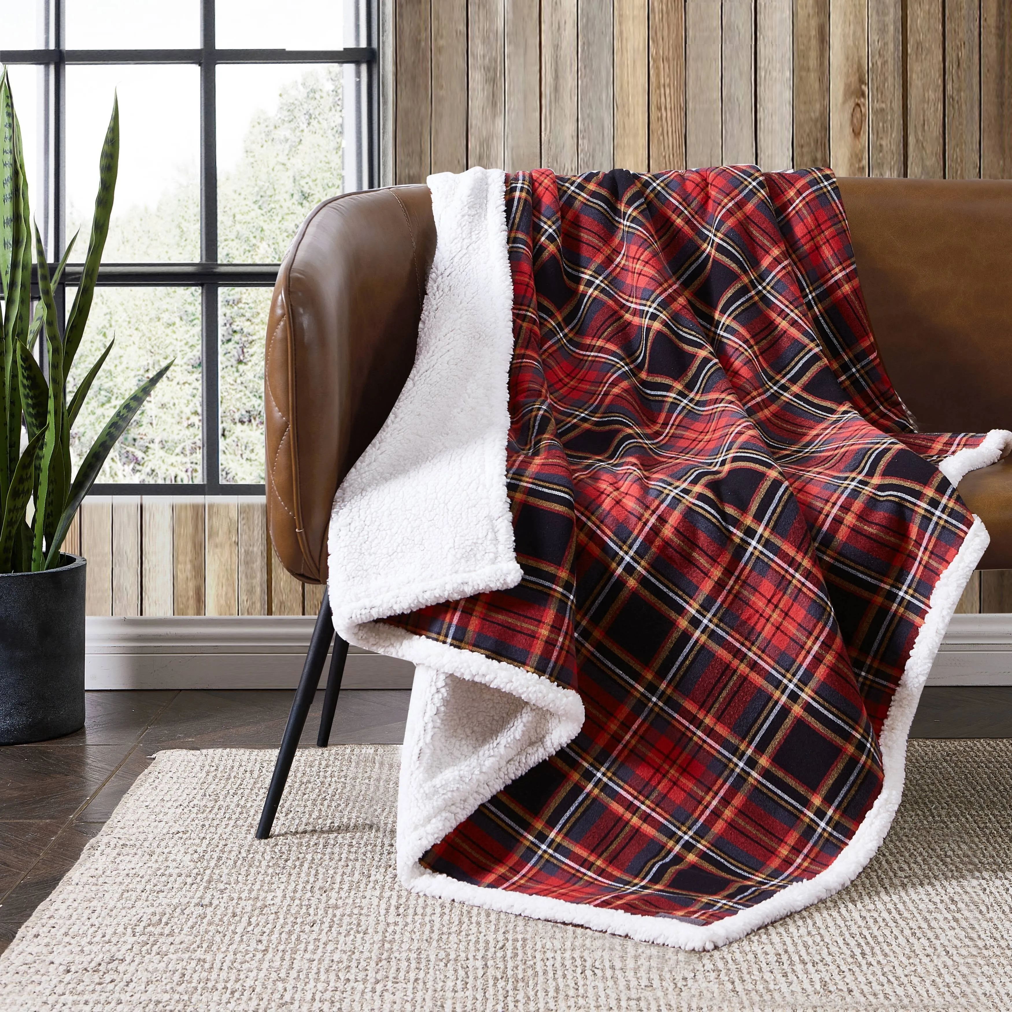 Eddie Bauer Mountain Tartan Throw, Red