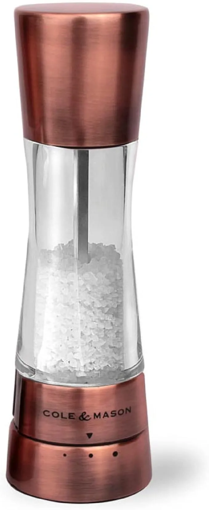 COLE & MASON Derwent Salt Grinder - Copper Mill Includes Gourmet Precision Mechanism and Premium Sea Salt