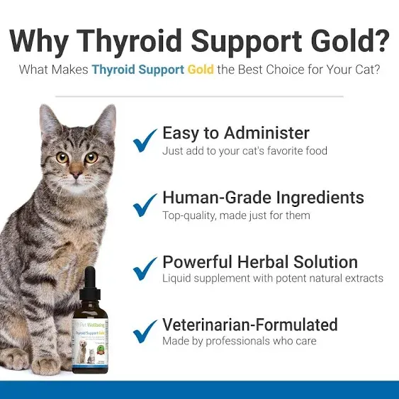 Pet Wellbeing Thyroid Support Gold for Cats 2 oz.