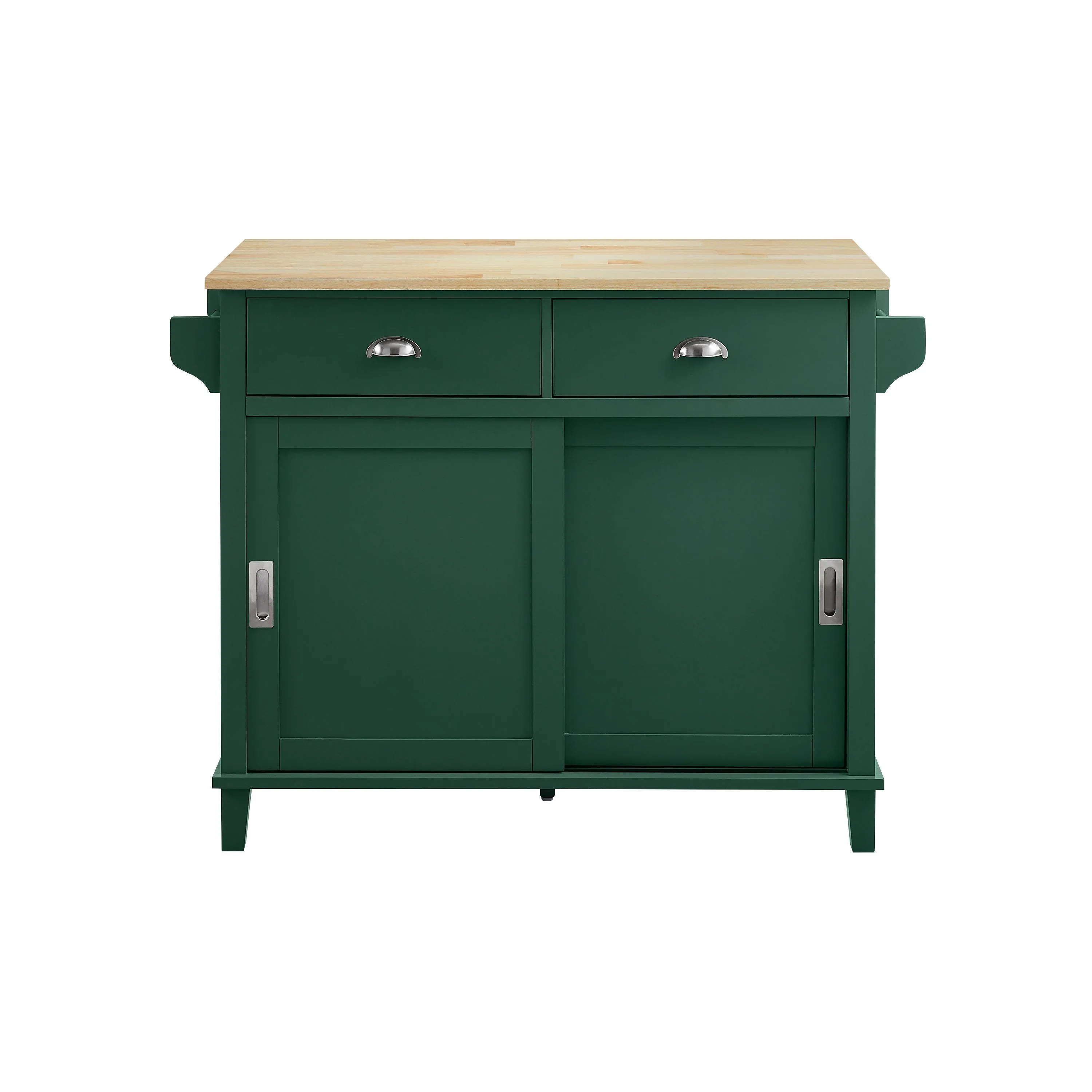 Crosley Furniture Cora Drop Leaf Traditional Wood Kitchen Island in Emerald