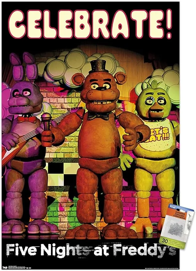 Five Nights at Freddy's - Celebrate Wall Poster with Push Pins