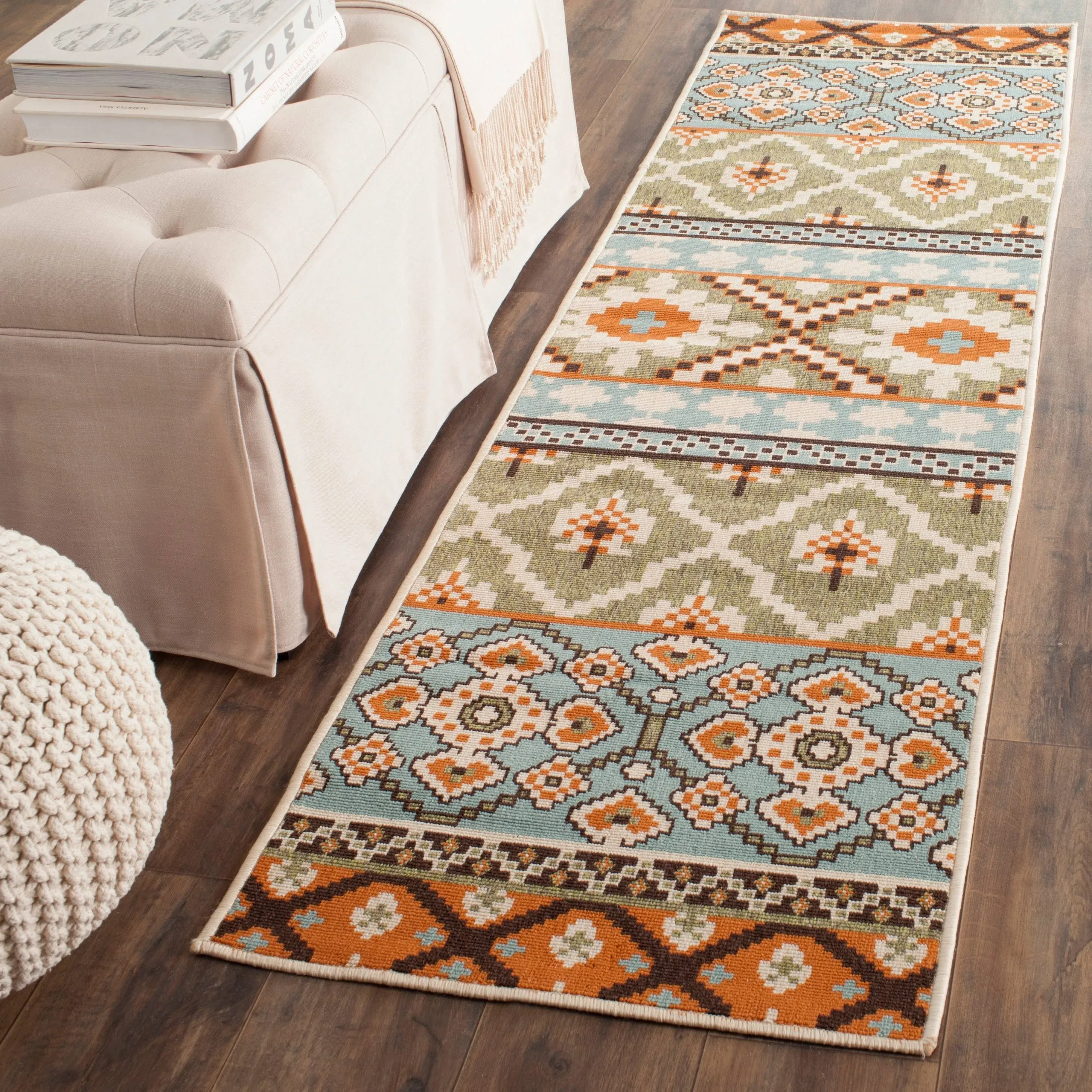 Safavieh Veranda Ver097-0745 6'7" x 9'6" Green / Terracotta Area Rug