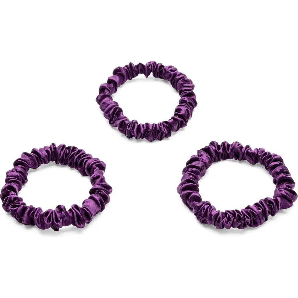 Blissy 3-Pack Skinny Silk Scrunchies Royal Purple