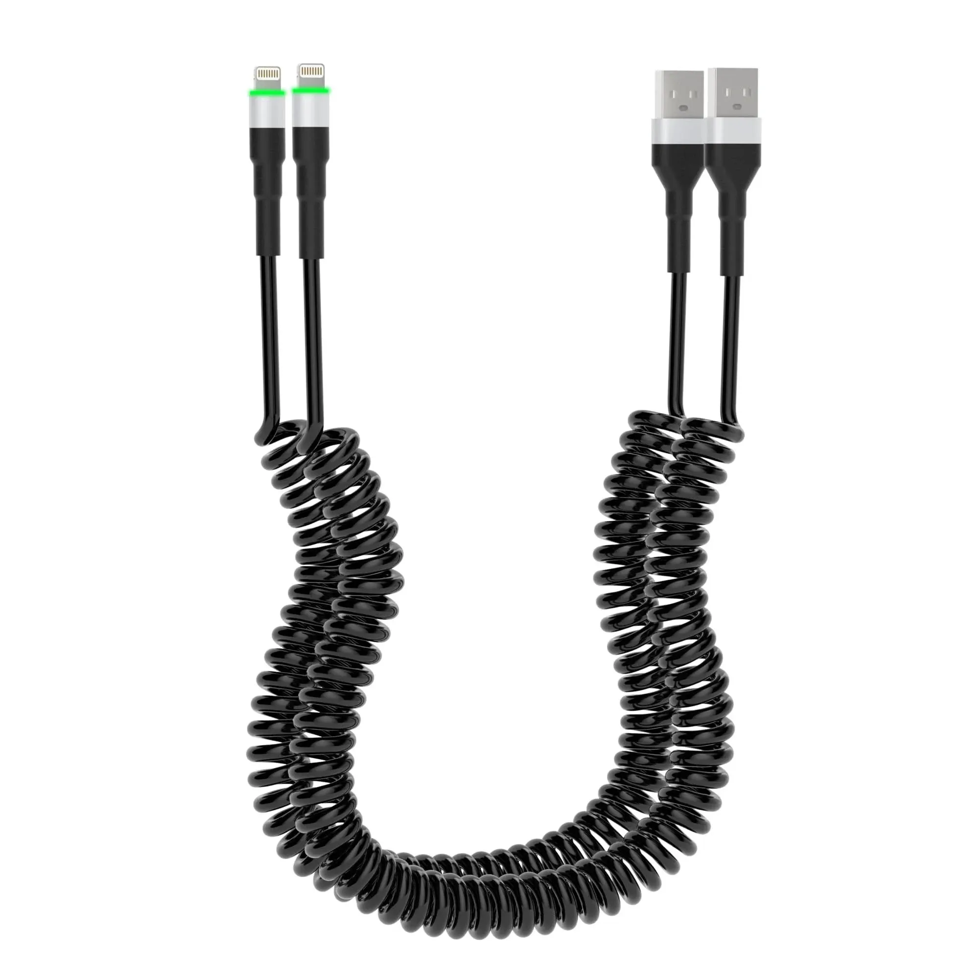 Ketaky Plus Coiled iPhone Lightning Cable 2 Pack Apple CarPlay & MFi Certified ...